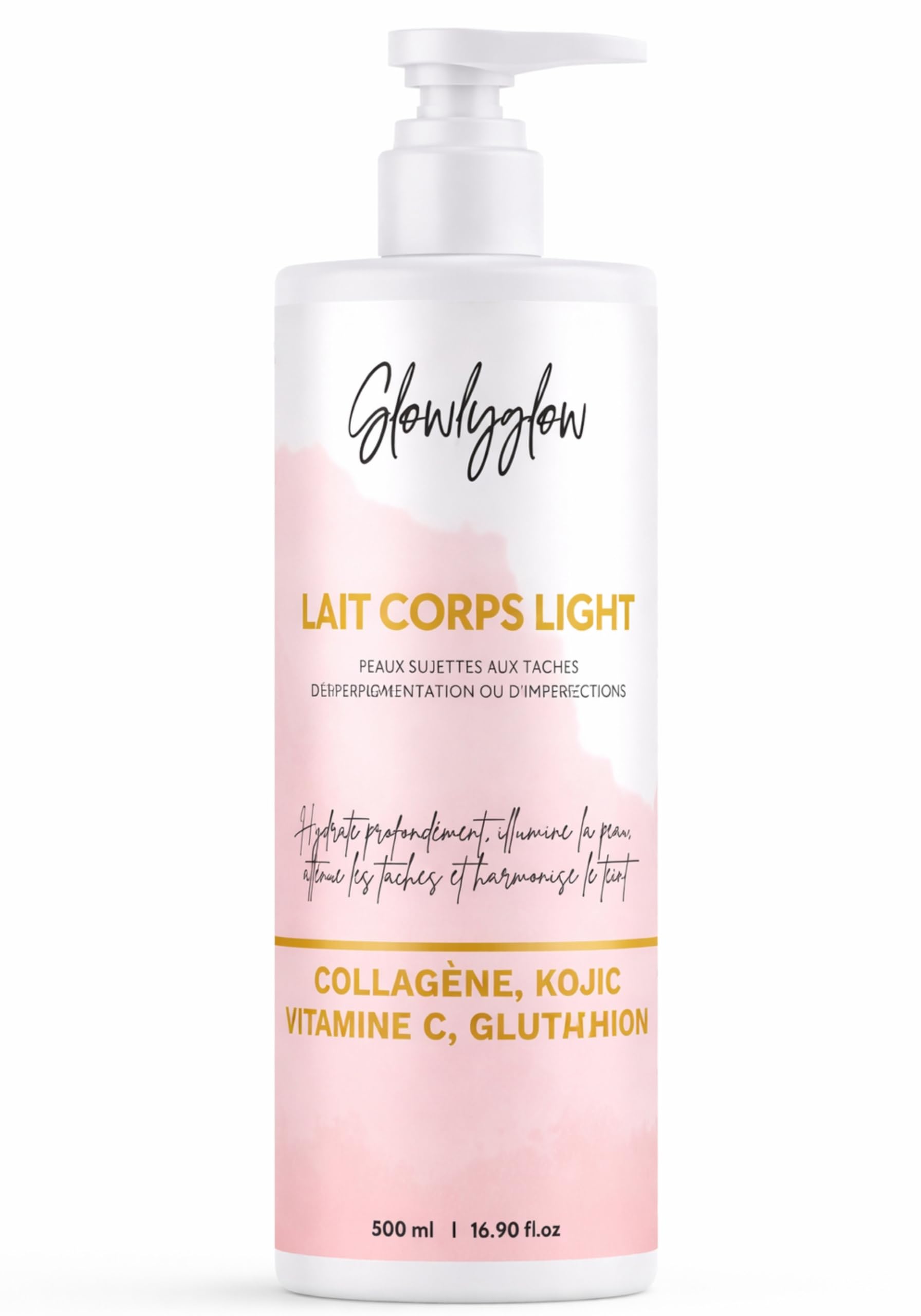 Lait Corps Light – Lait Éclaircissant 500 ml – Glutathion, Vitamine C, Acide Kojique & Niacinamide – Hydratant Corps, Anti-taches, Teint Lumineux & Uniformisé