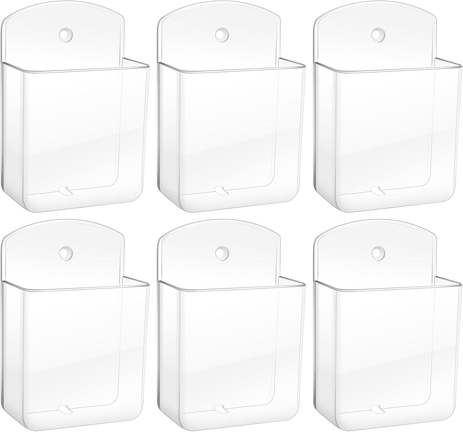 6 PCS Remote Control Holders Wall Mount, Self Adhesive TV Air Conditioner Remote Control Holder, Wall Mount Storage Box Organizer Wall Pen Holder Storage for Home Office School (Transparent)