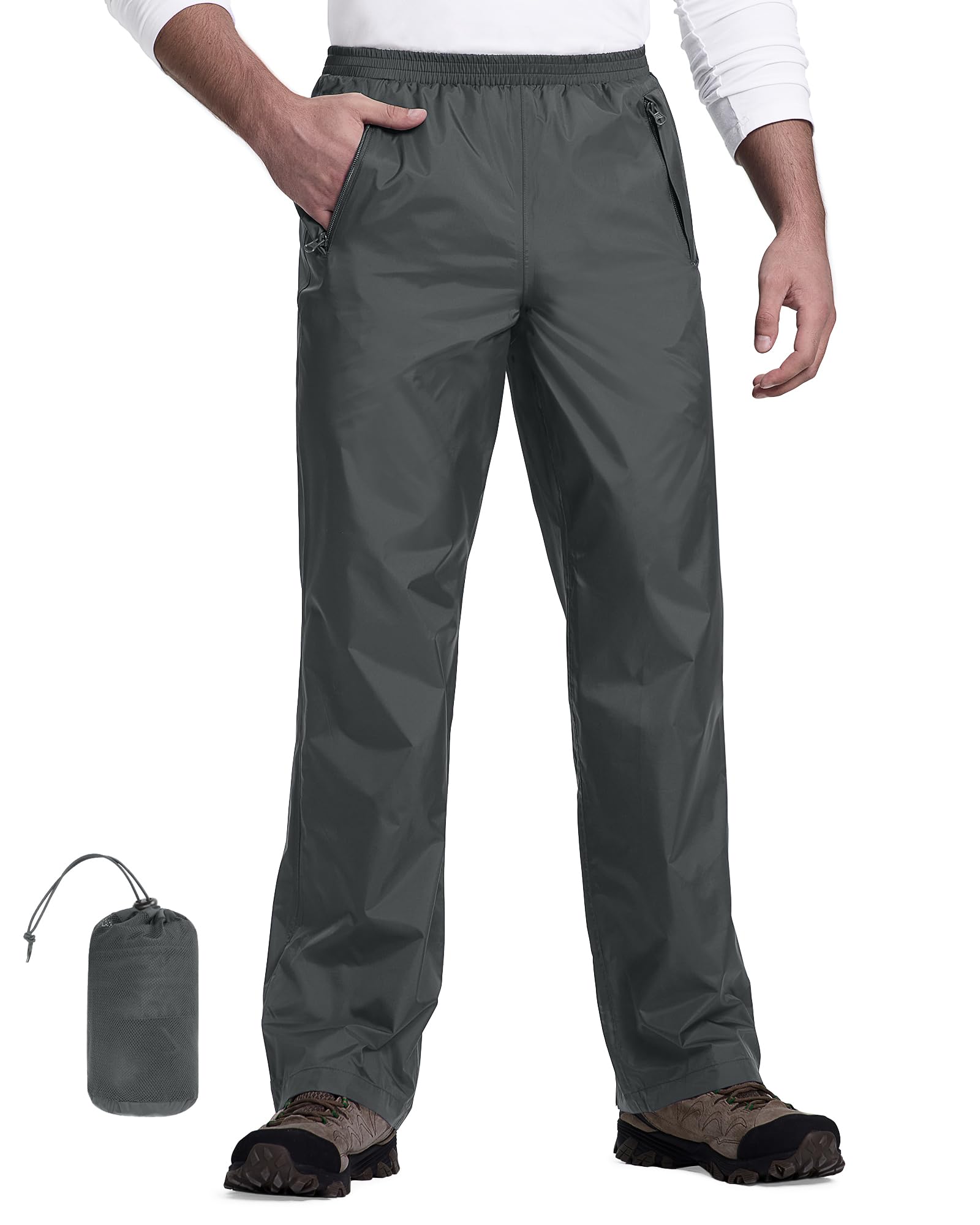 33,000ft Packbare Regenhose Herren Wasserdicht Leichte Fahrrad Überziehhose Winddicht Reflektierende Wanderhose zum Golf Outdoor Angeln