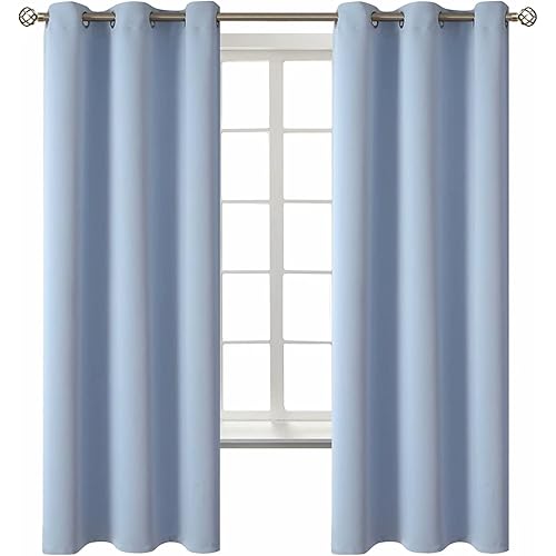 BGment Blackout Curtains for Living Room - Grommet Thermal Insulated Room Darkening Curtains for Bedroom, 2 Panels of 42 x 63 Inch, Spa Blue