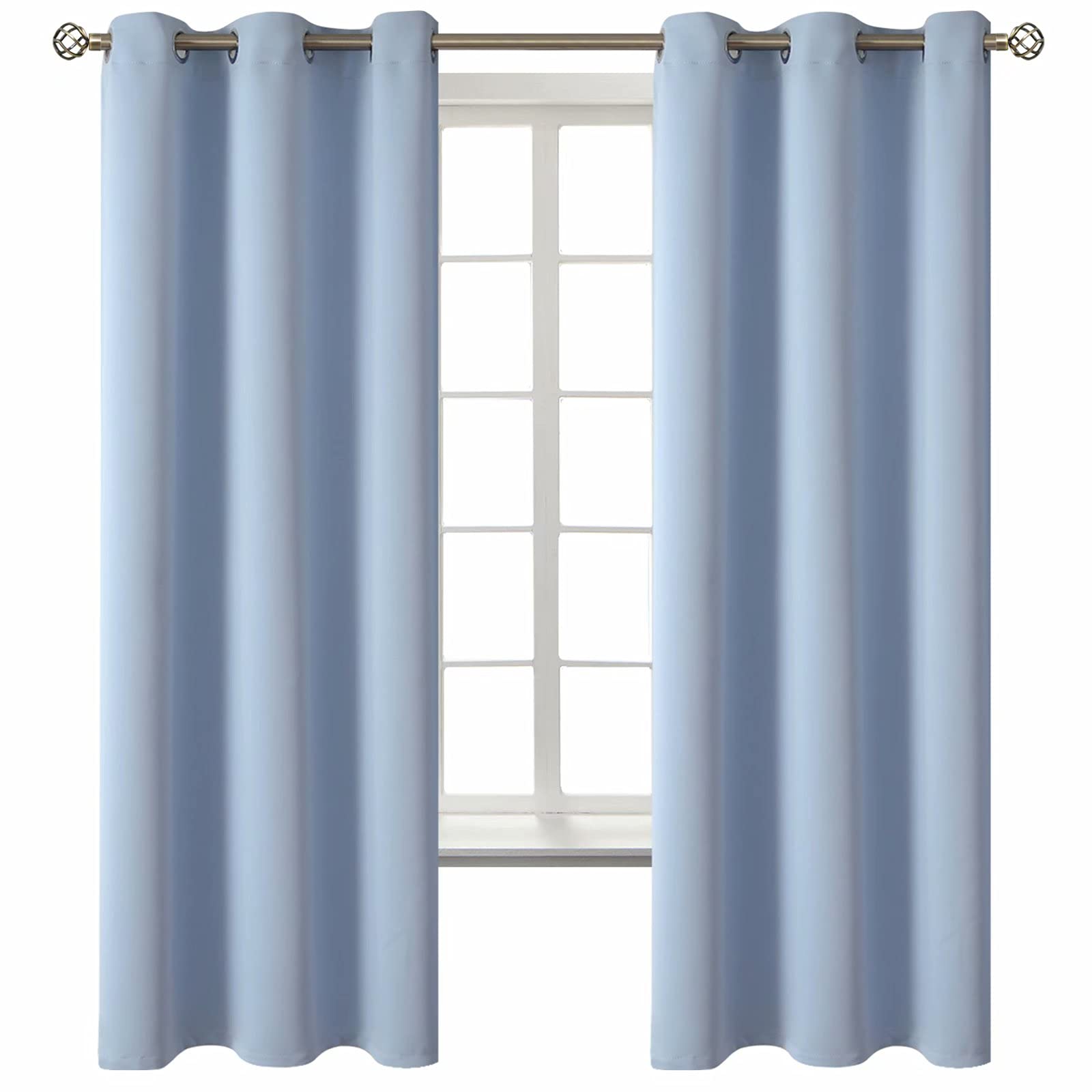 BGment Blackout Curtains for Living Room - Grommet Thermal Insulated Room Darkening Curtains for Bedroom, 2 Panels of 42 x 63 Inch, Spa Blue