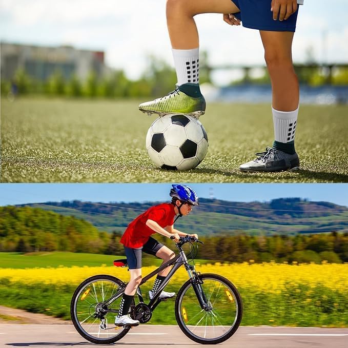 Image of Anti Slip Athletic Socks for Men | Pack of 3 Non Slip Grip Dotted Socks for Football, Running, Gym, Cycling & Outdoor Sports | Comfortable Cotton Ankle Socks