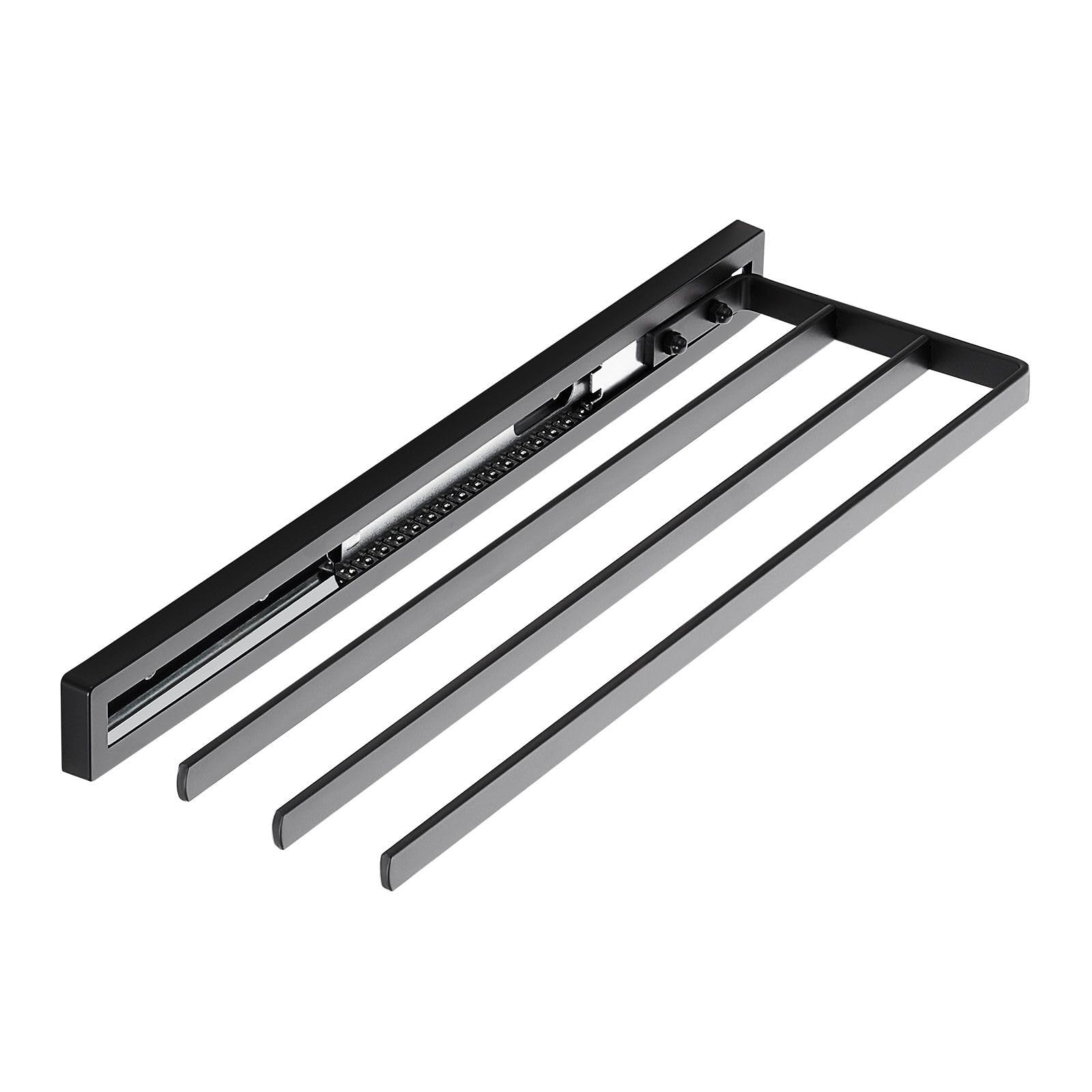 Sotech Black Style 3-Arm Towel Rail 415 Mm Extension Path 300 Mm Hand Towel Rail For Side Mounting On Washbasin In Bathroom And Kitchen