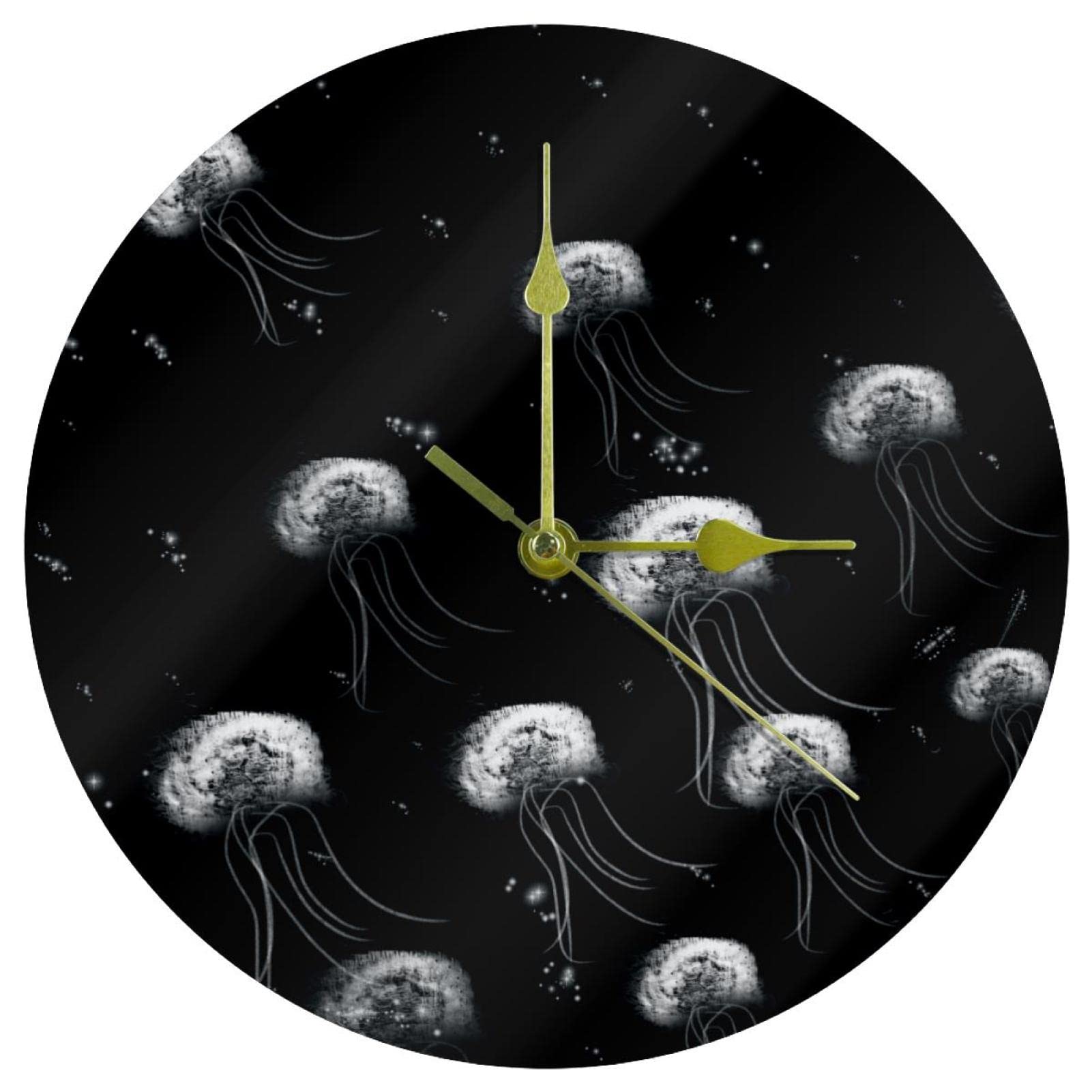 Horloge murale méduse acrylique 24 cm anti-bruit pour bureau et chambre d'enfant