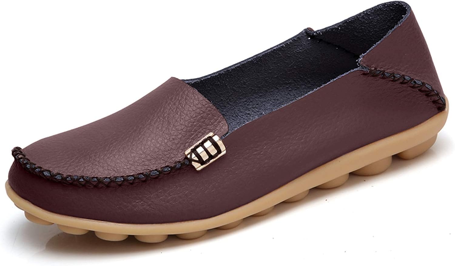 VenusCelia Women's Comfort Walking Boat Shoe 6.5 Brown