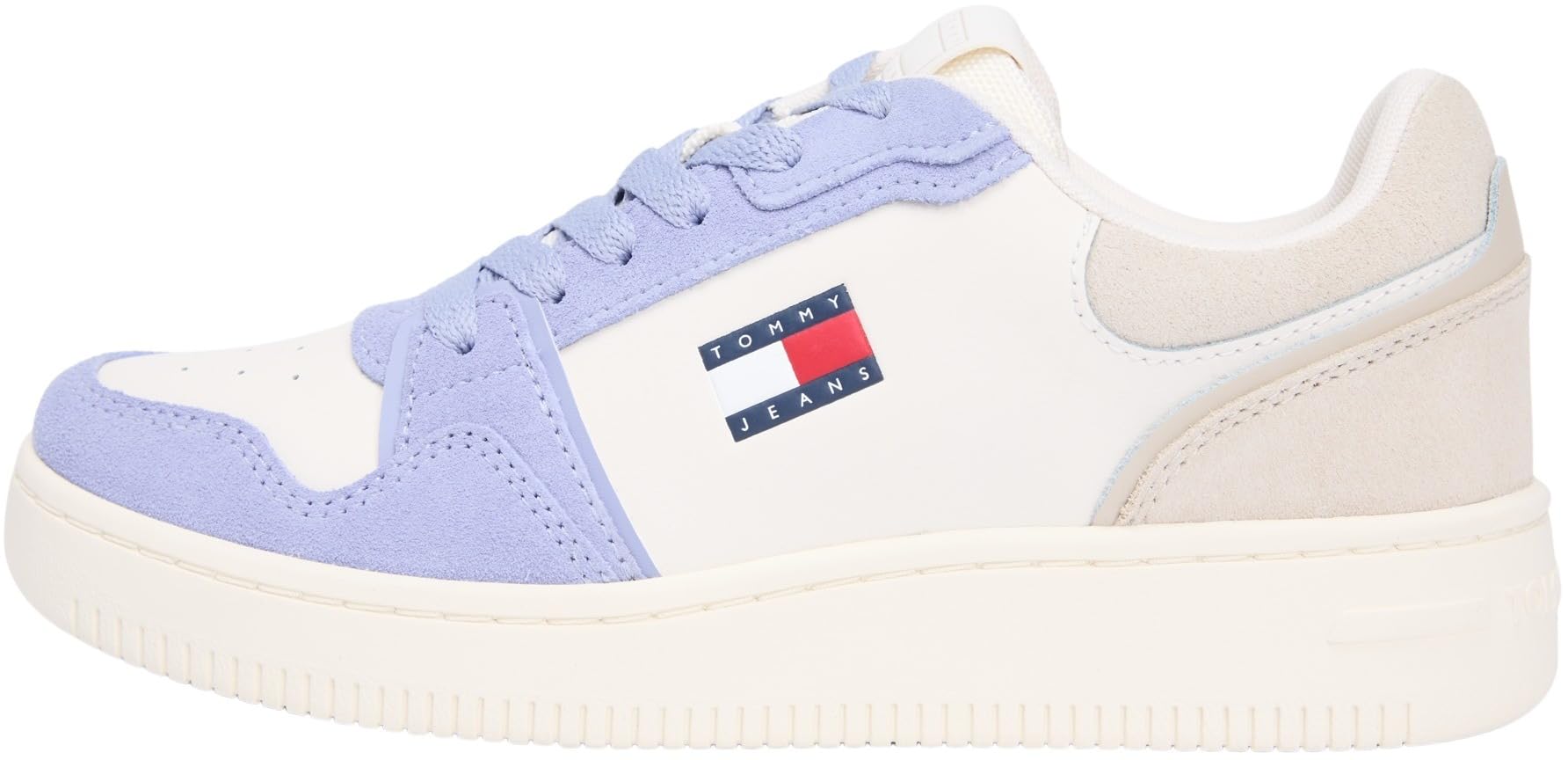 Tommy Jeans Women's Tjw Retro Basket Sneaker En0En02917 Low Top, Beige (Gulf Sand/Periwinkle Dust), 6.5 UK