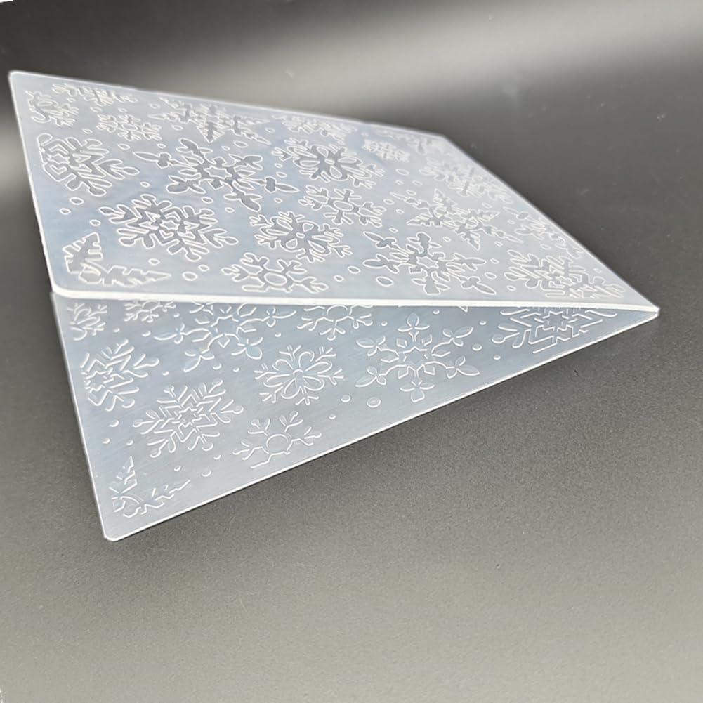 Plastic Embossing Folder 4.8 Inch x 6 Inch Pattern Paper Crafts Christmas Snowflakes Plastic Textured Impressions for Card Making Scrapbooking
