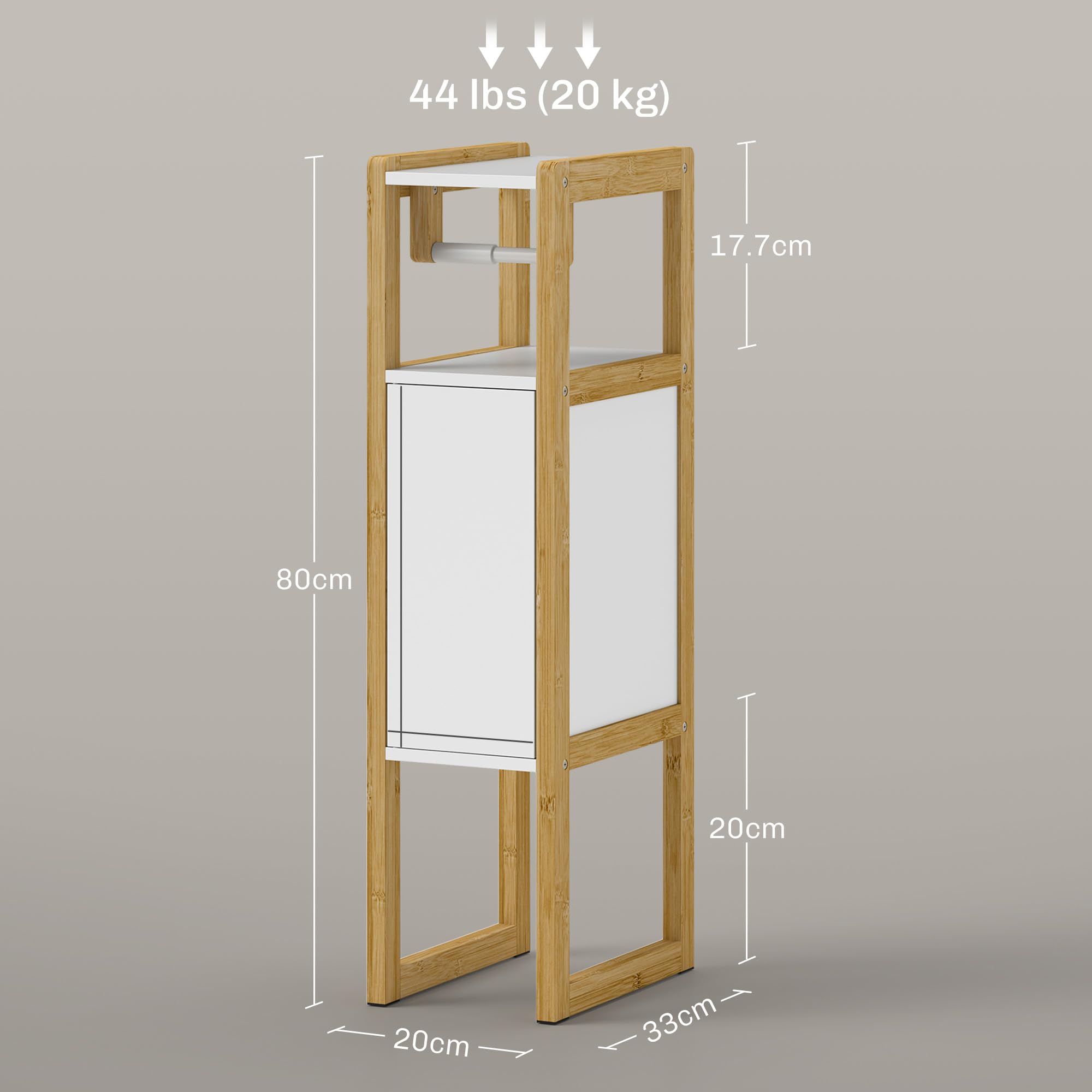 HOMCOM Mobiletto Bagno in Legno con Cesto Portabiancheria in Tessuto Ribaltabile e Cassetto, Bianco | Leroy Merlin