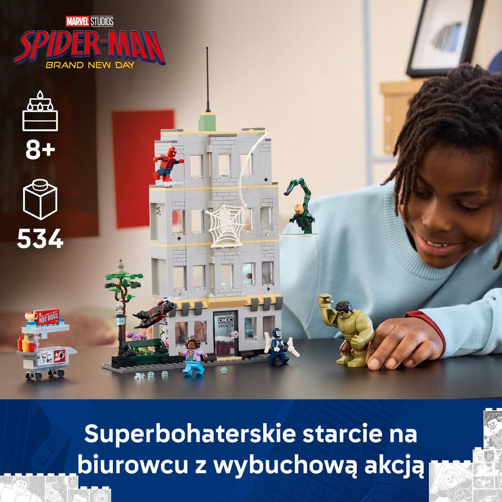 LEGO | Marvel Epickie starcie: Spider-Man kontra Hulk 76350 | Zabawka dla 8-latka, 6 postaci Marvel z filmu, prezent dla fana Spider-Mana, zestaw klocków dla dzieci, 534 elementy