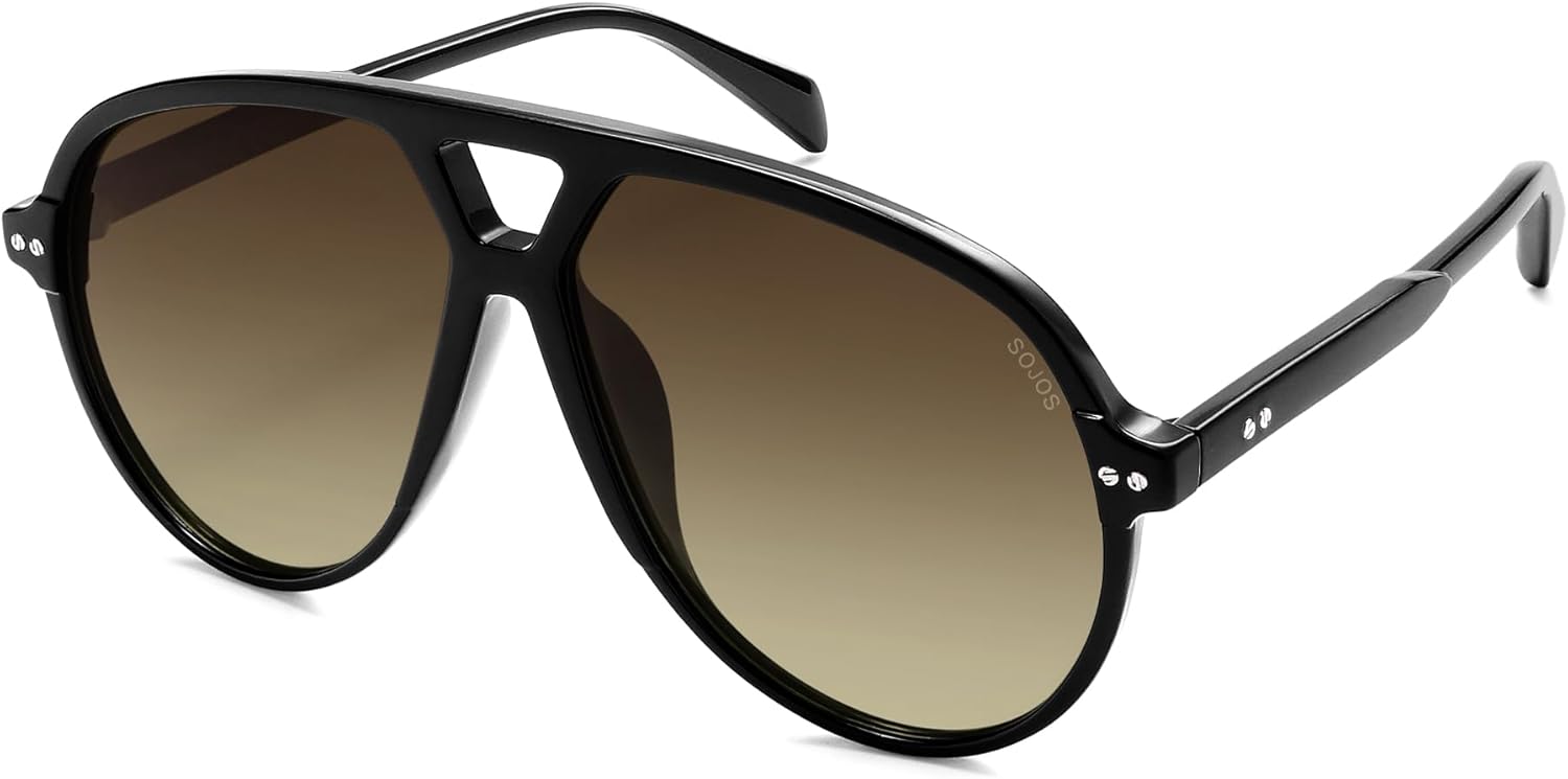 SOJOS Oversized Retro Aviator Sunglasses for Women Men Tangle Free Classic Vintage 70s Shades SJ2665