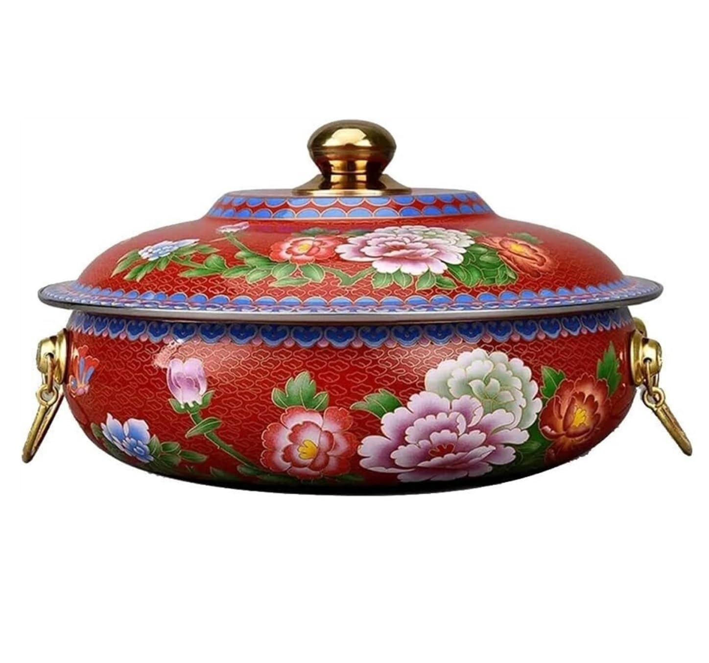 NGDFGR Chinese Hot Pot Pure Copper Pot Induction Cooker Copper Hot Pot Gas Special Pot Household Flat Pot Hot Pot Cookware Hot Pot,Rosso-30cm