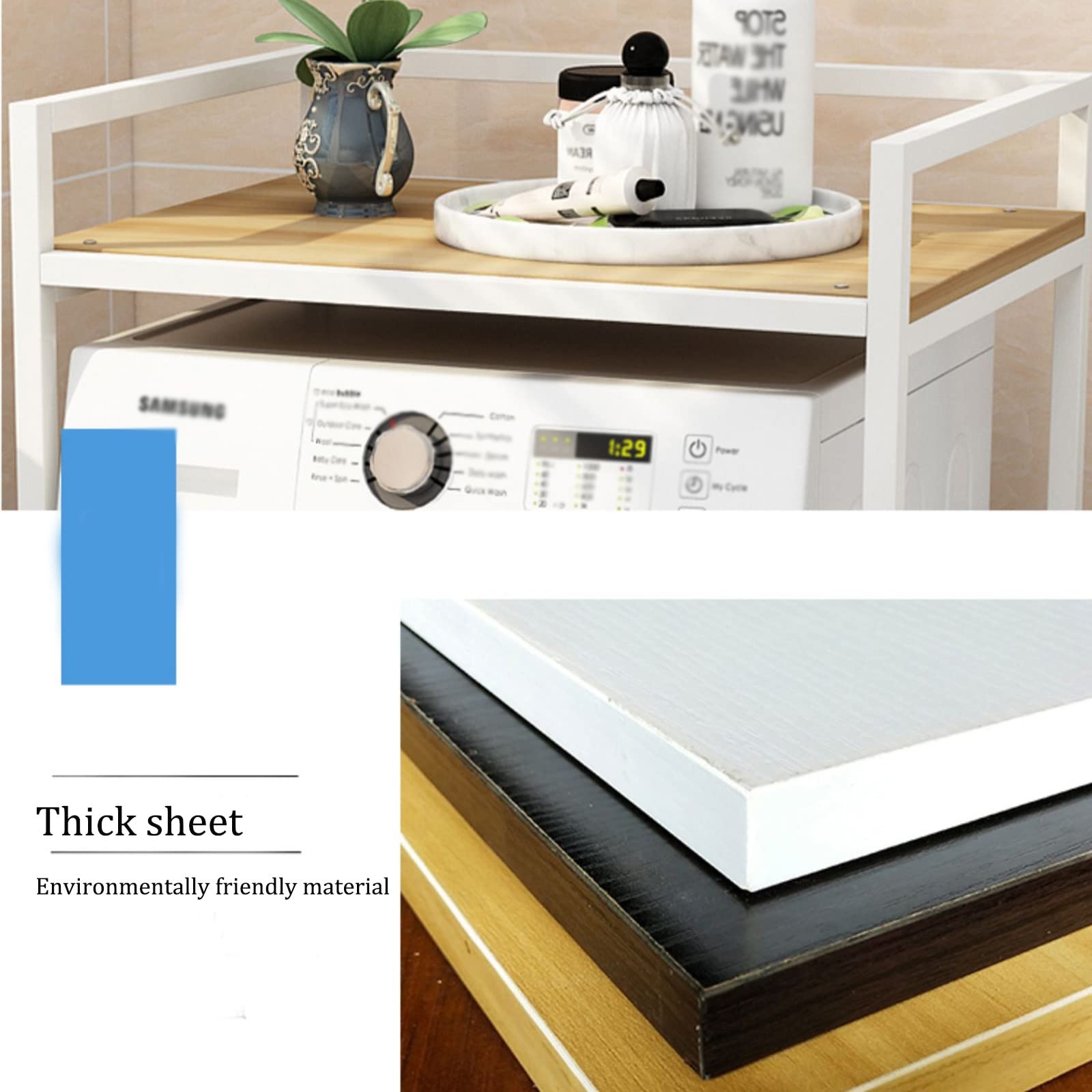 Organizador de baño de Metal Estante para Lavadora Estante para Lavadora de baño en la Sala de Estar Hecho de Acero al Carbono, Estante para Inodoro sobre el Inodoro (Blanco B)