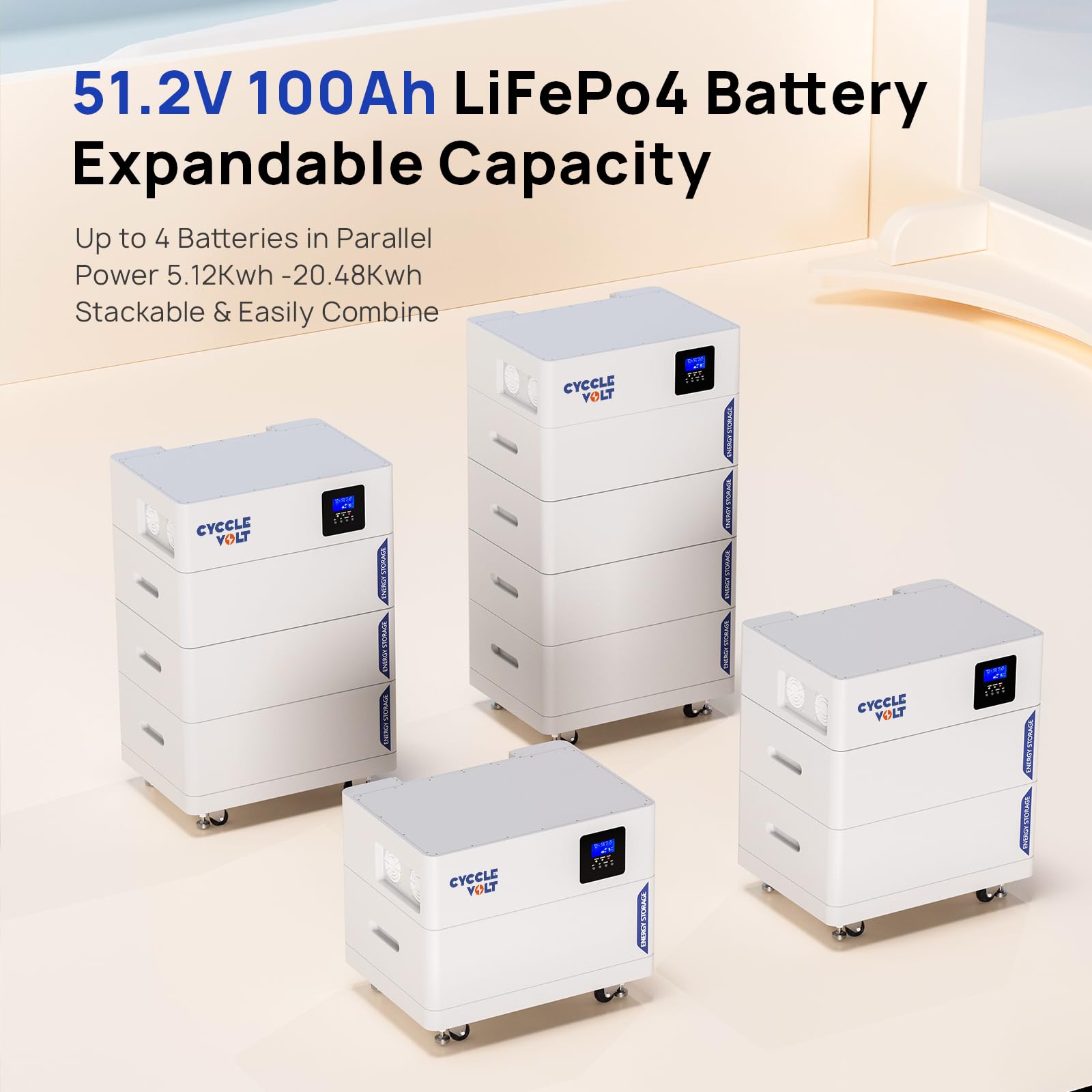 Elektrownia balkonowa o mocy 5000 W z Akumulator LiFePO4 10 KWh, akumulator litowy -jonowym 10 KWh, mocą wejściową 5500 W, 6000+ cykli ładowania, akumulatorem LiFePO4, typu plug & play