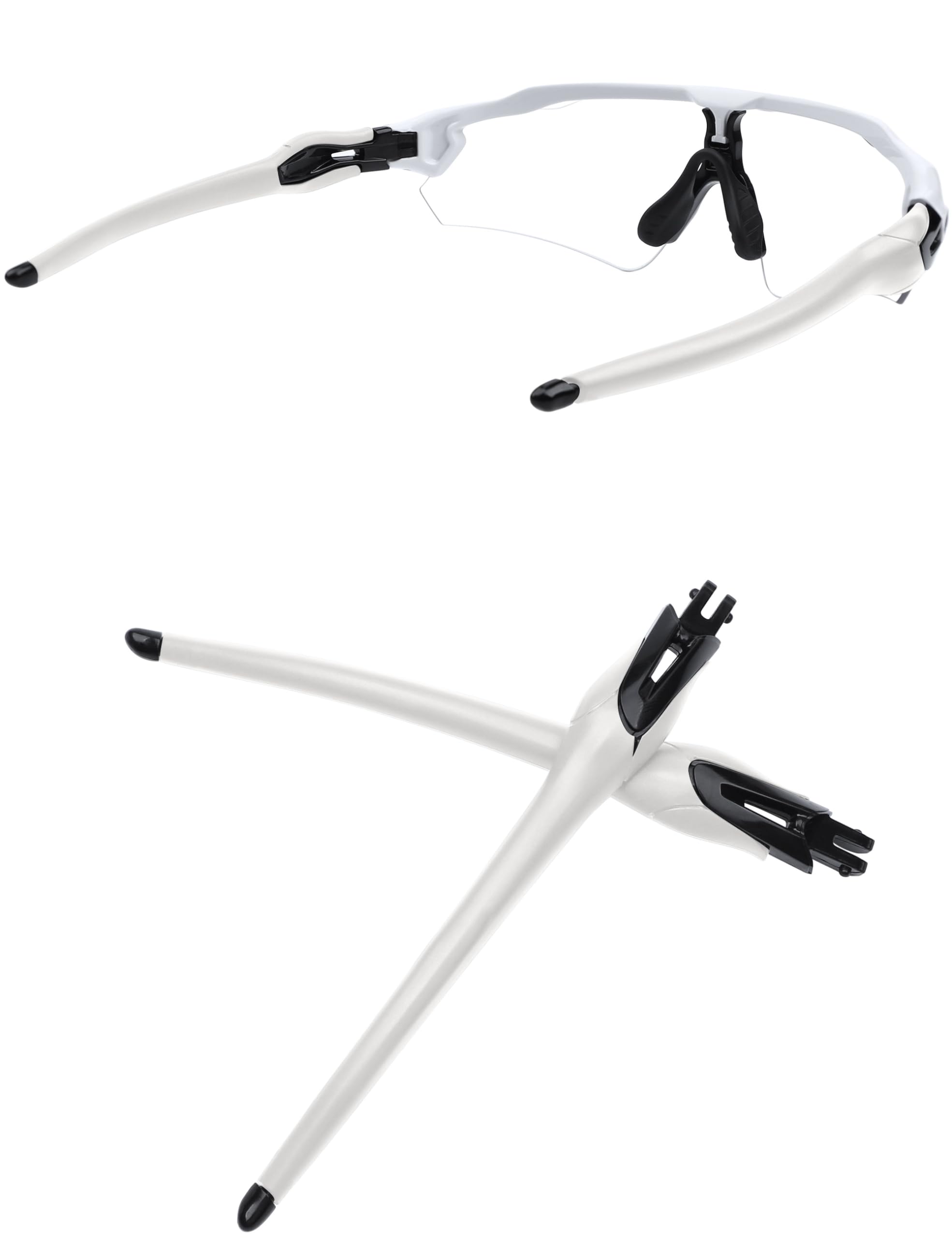 MYCOURAG Replacement Temples Arms Legs Compatible with Oakley Radar EV Path/Pitch/Advancer Sunglasses-Black - White