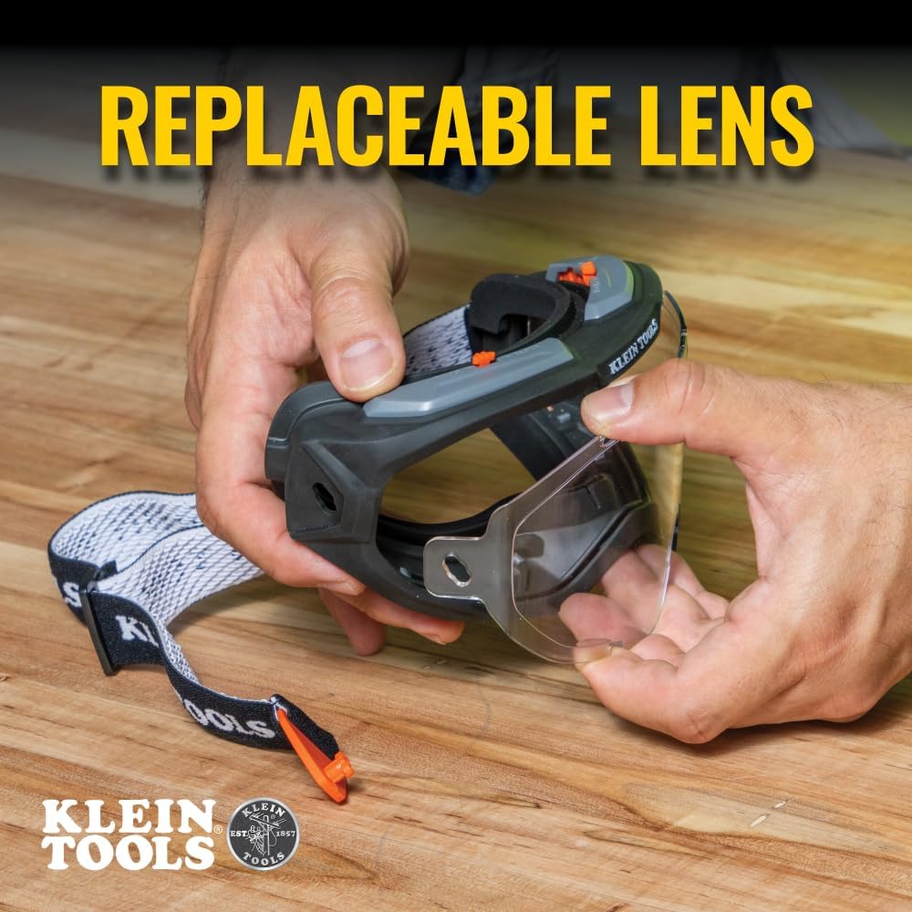 Klein Tools 60479 Safety Goggles, Clear Lens PPE Eye Protection, Anti-Fog, Scratch-Resistant, UV Protection, Adjustable Vents - Image 5