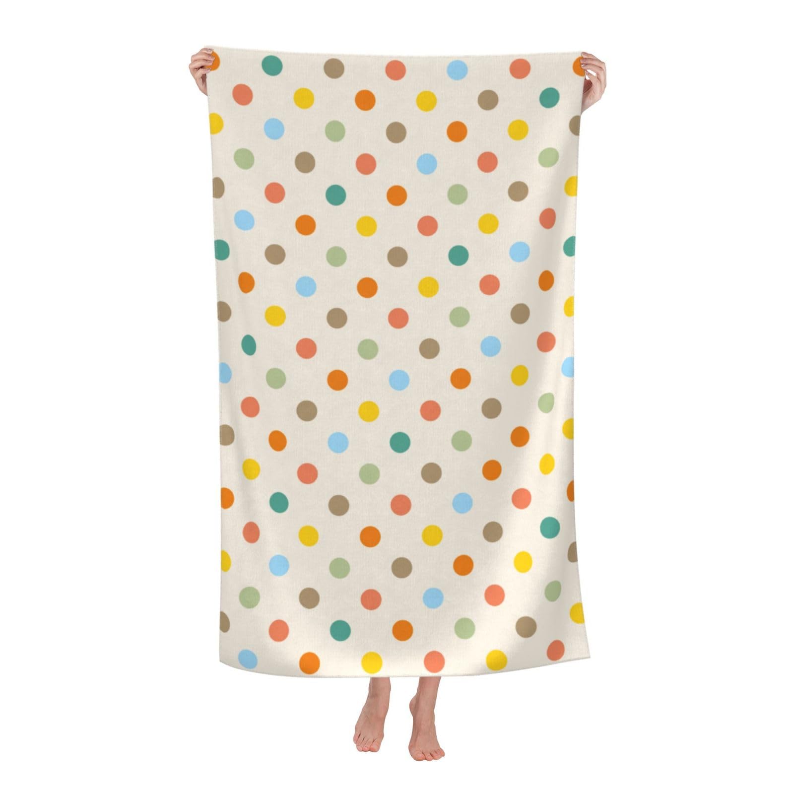 VOOHDDY Colorful Vintage Polka Dot Retro Beach Towel Soft Absorbent Microfiber Quick Dry Large Bath Towels for Bathroom Women Girls Pool Camping