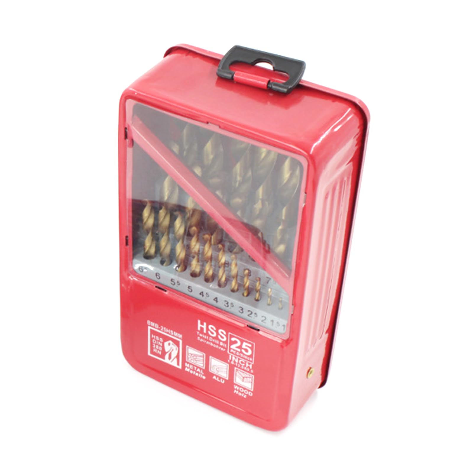 Lot de 25 forets hélicoïdaux de 1 à 13 mm pour acier, bois, plastique, métal, cuivre, acier rapide