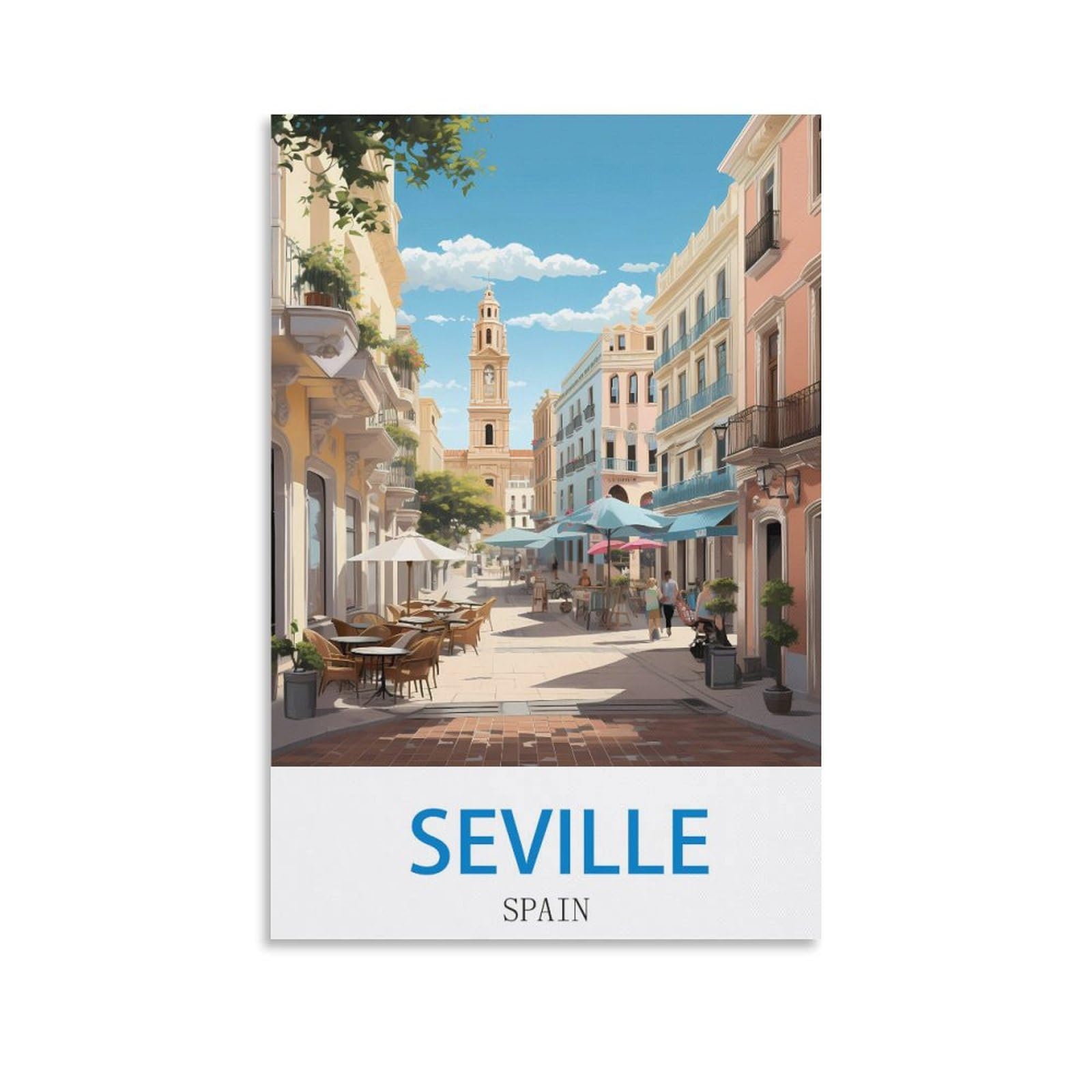 Heybox Unframe-Style Seville Spain Vintage Travel Poster 08X12inch(20X30cm) Canvas Prints Wall Art Paintings For Home Office Living Room Decor