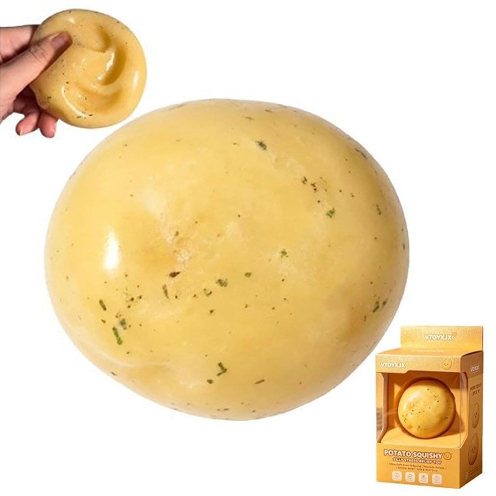 Slushy Squishy, Big Brain Cheese Stress Ball Realistic Design, Anxiety Relief Fidget Sensory Toys For Adults (A-potato)