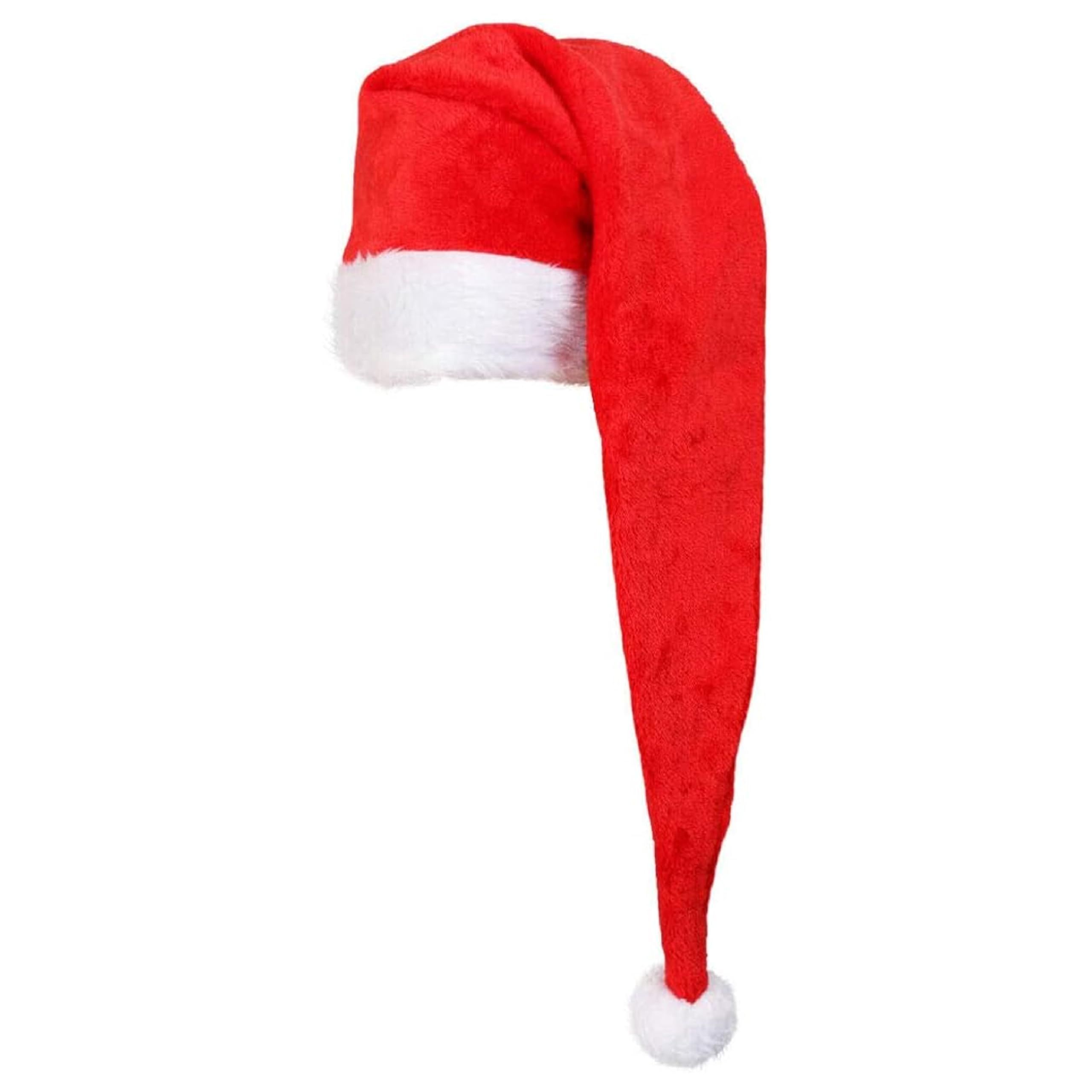 Christmas Hats For Adults - Long Red Plush Santa Hat - Christmas Fancy Dress Costume Accessory โ image 1
