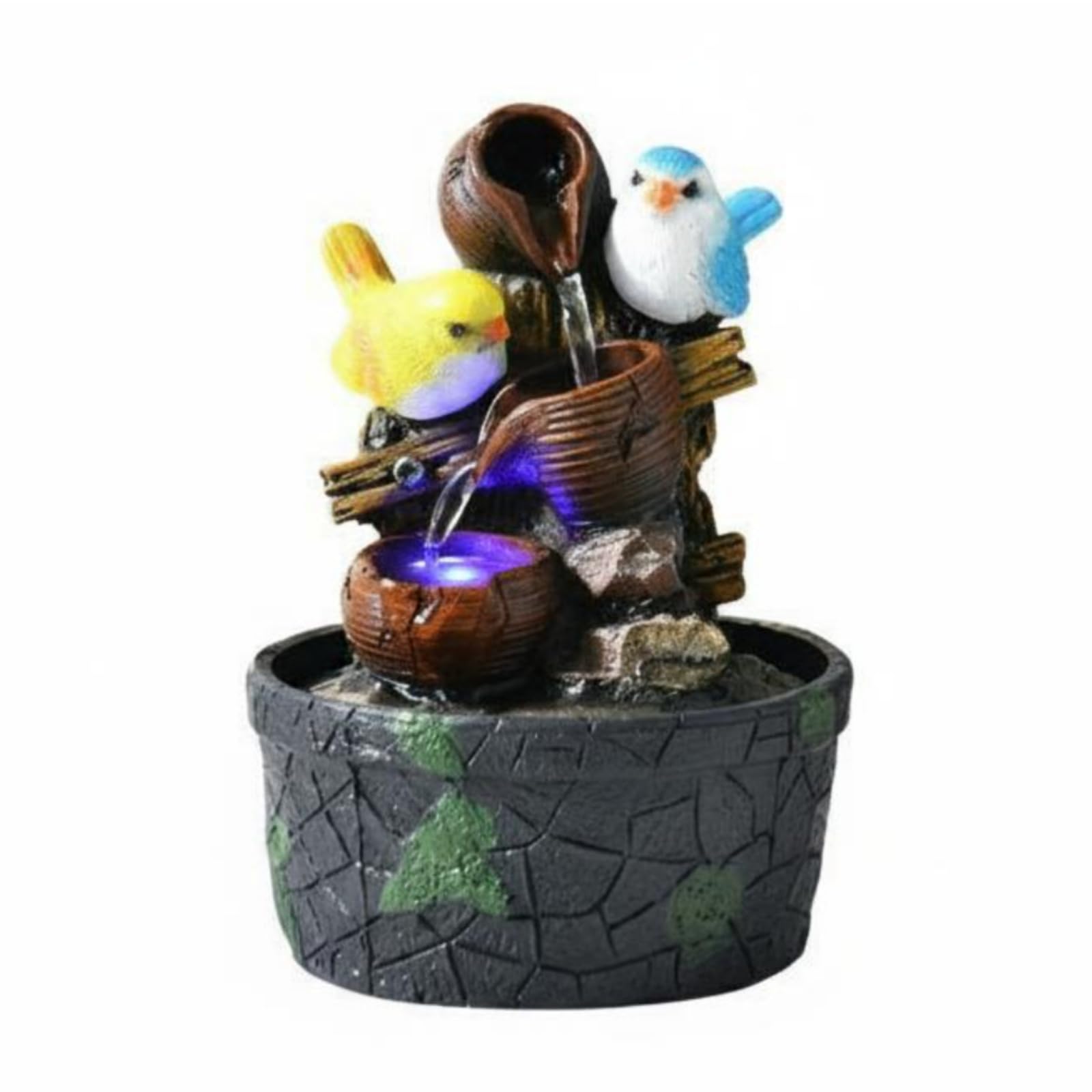 F Fityle Fuente de Escritorio Fuente de Mesa Cascada Decorativa Mini Fuente Interior Adorno Resina Silenciosa con Circulación de Agua Suave Diseño Europeo