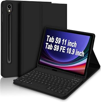 Samsung Galaxy Tab S10 lite/S9/S10 Fe/S9 Fe 10.9/11 Inç Case Uyumlu Keybord Bluetooth Türkçe Q Klavyeli Kılıfı (Siyah)
