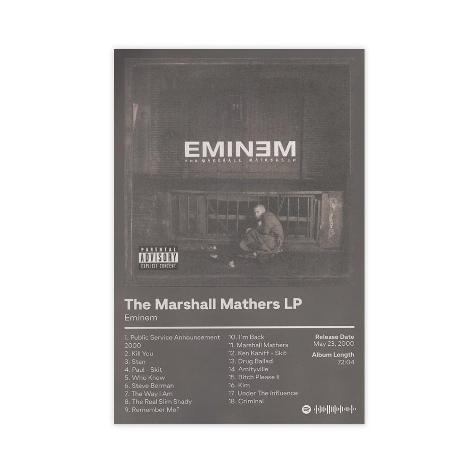 KEZONO The Marshall Mathers LP Music Album Music Cover Poster Canvas Poster Bedroom Decor Sports Landscape Office Room Decor Gift Unframe: Unframe:12x18inch(30x45cm)