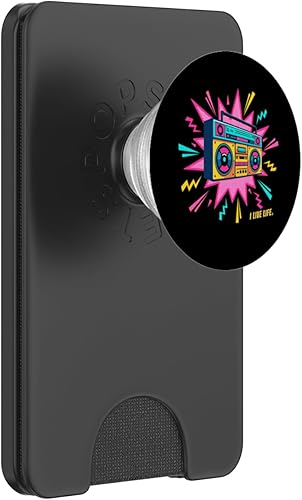 90s Retro Boombox Radio Nineties Funky Vintage I Live Life PopSockets PopWallet for MagSafe