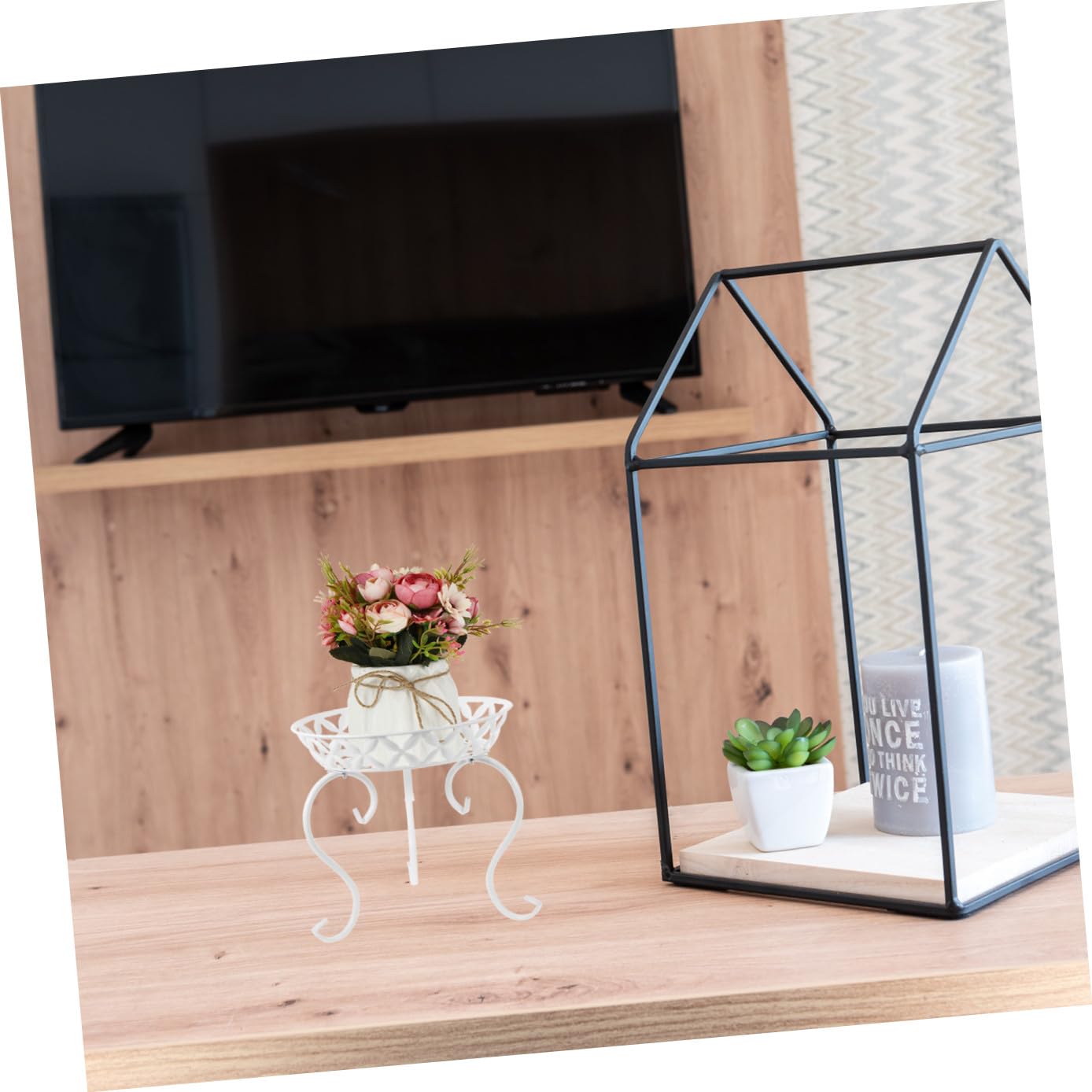Mikikit Soporte de Hierro para Macetas Estilo Europeo, 1 Juego | Blanco, Uso en Cocina E Interior, Carga Alta, Decoración para Florero y Planta, Amantes de Flores