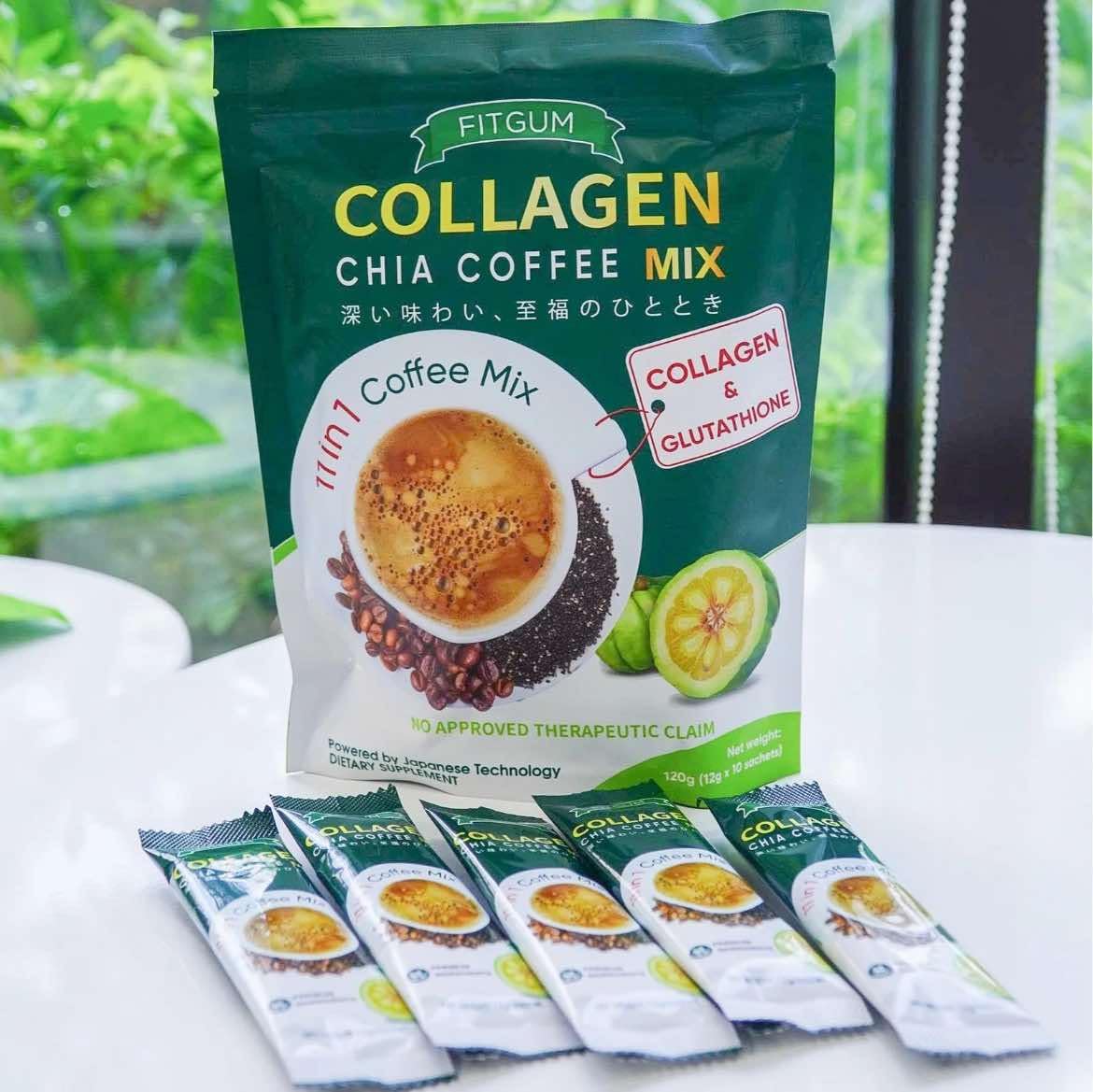 FIT GUM 20X Collagen Chia Coffee - 11 in 1 Coffee Mix (10 Sachets