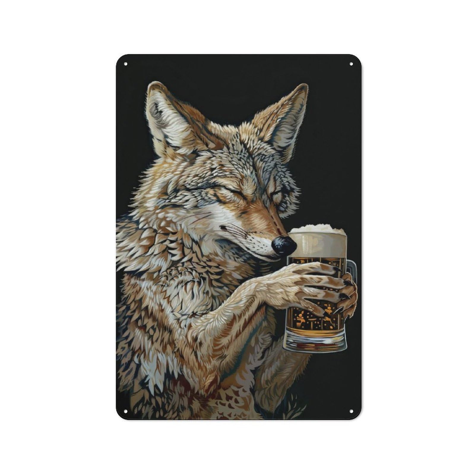 Junmoney Coyote Beer Printed Metal Sign 30X20cm For Hallway Wall, For Living Room And Hallway Decor, For Home Office And Studio Walls