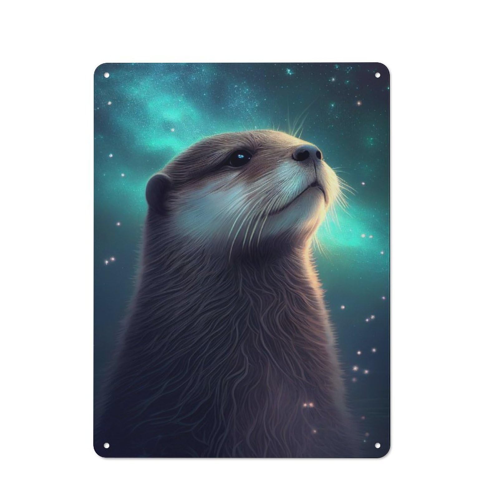 Junmoney Otter Galaxy Animal Rustic Tin Wall Plaque 40X30cm For Living Room Wall, For Kitchen, Dining Room And Home Bar Wall Decor