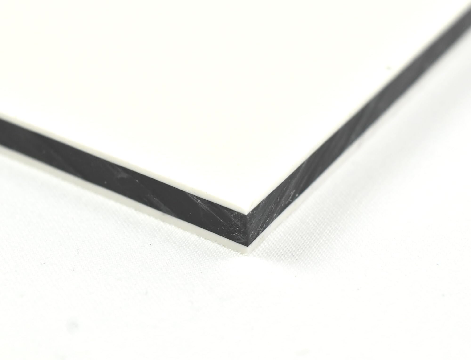 BuyPlastic King ColorCore Plastic Sheet 1/2" x 24" x 48" Arctic White-Black-Artic White Color Core, HDPE Board, High Density Polyethylene Panel