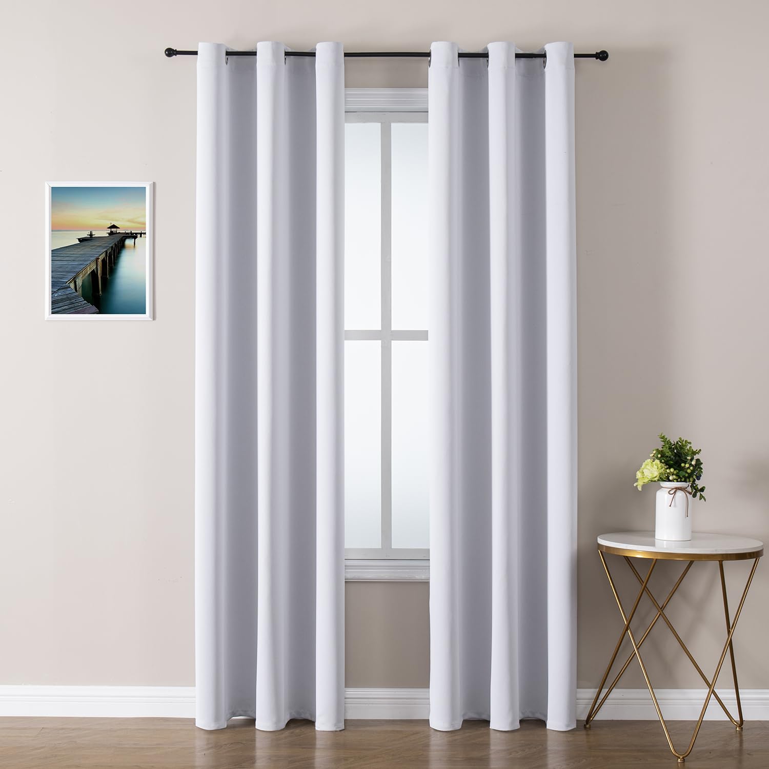 ChrisDowa Room Darkening Curtains for Bedroom and Living Room 72 Inch Long | 2 Panels Set, Thermal Insulated, Noise Reducing, Grommet, Blackout Drapes, Window Treatments, Greyish White, 42 x 72 Inch