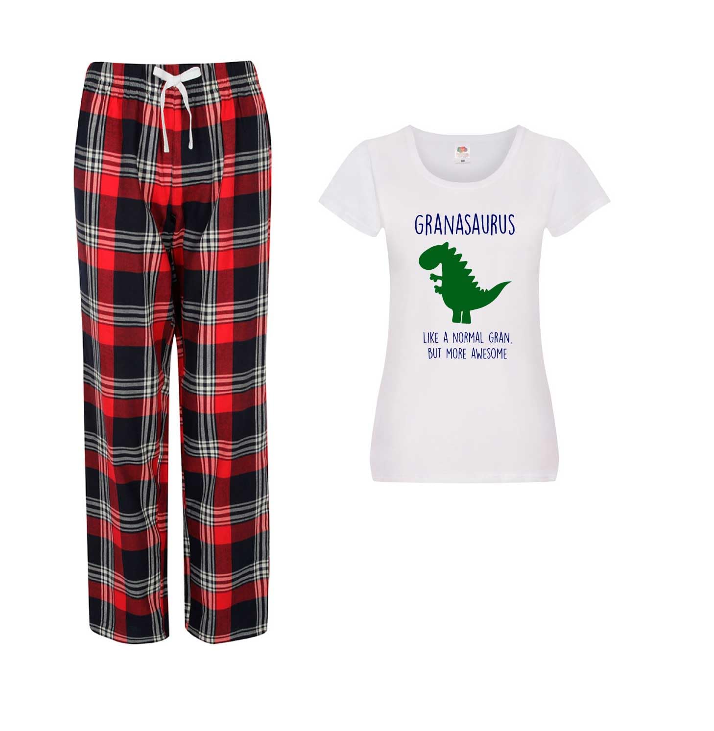 60 SECOND MAKEOVER Dinosaur Pyjama Set Red M - Ladies Novelty Pyjamas