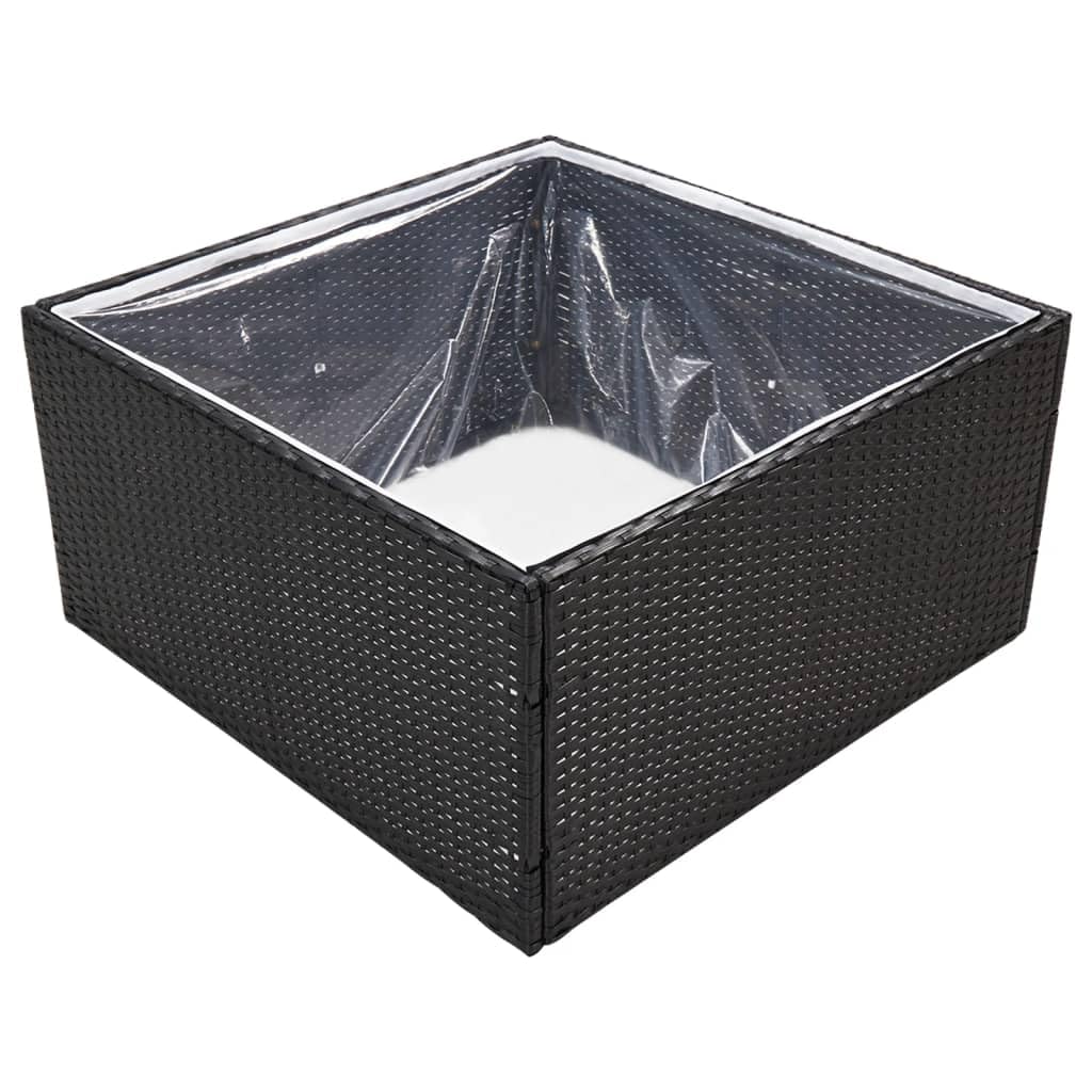 ACAGALA Hochbeet Rattan-Optik 80x80x40 cm, Garten Hochbeet aus Poly Rattan mit Nylonbeutel, ohne Boden, Quadrat Gartenbeet mit Blumenkasten für Gemüse Obst Kräuter & Blumen, Schwarz