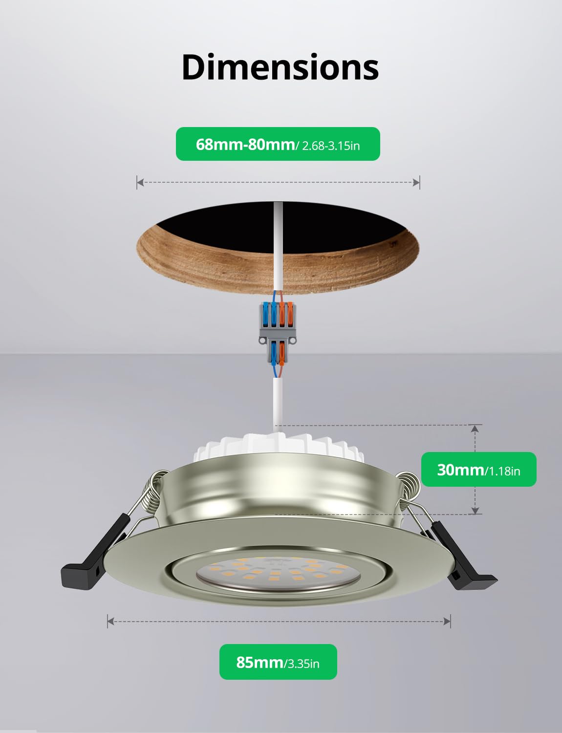 Bojim Spot LED Encastrable Nickel Classe Énergétique B IP44 Salle de Bain