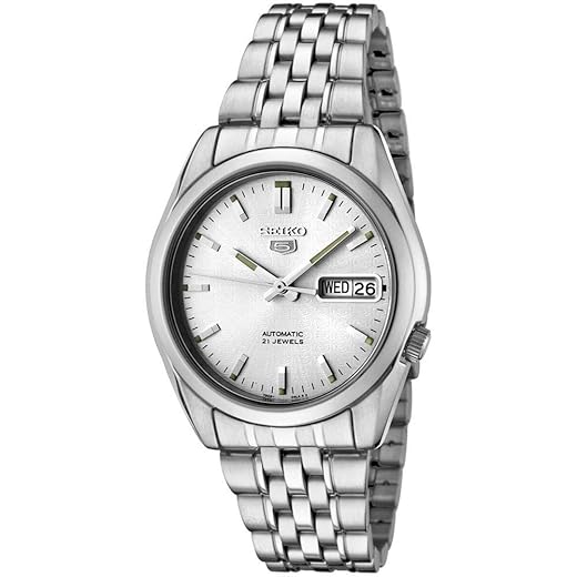 SEIKO Men's SNK355K 5 Automatic Silver Dial Stainless Steel Watch