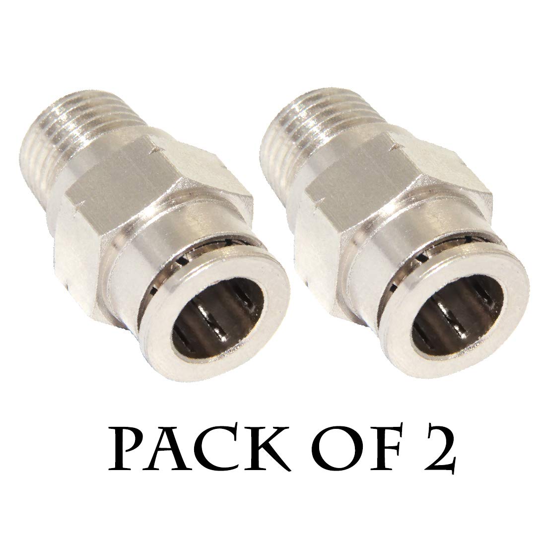 Beduan Pneumatic BPC Nickel-Plated Brass Push to Connect Air Fitting, 1/2" Tube OD x 1/4" NPT Male Thread Straight Push Lock Fitting (Pack of 2)