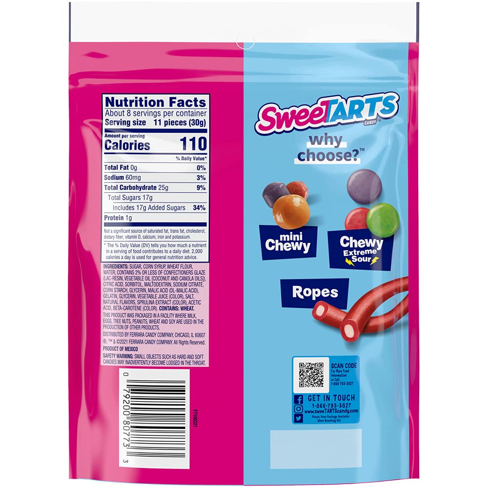 SweeTARTS Twisted Rope Bites Mixed Berry, 8 Ounce