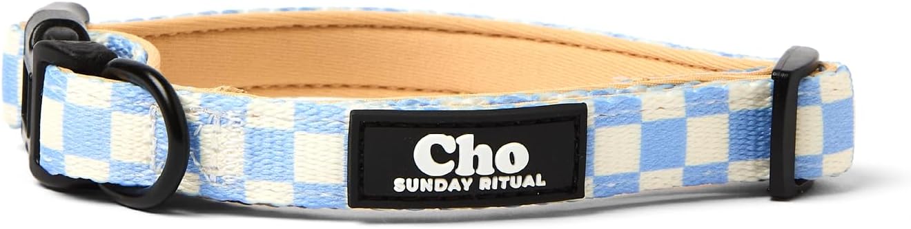 Dog Leash and Collar Set – Padded Handle & Neck with Heavy Duty Nylon, Available in XS/S/M/L - Choose from 4 Vibrant Colorful Patterns (X-Small, Light Blue & White Checker)