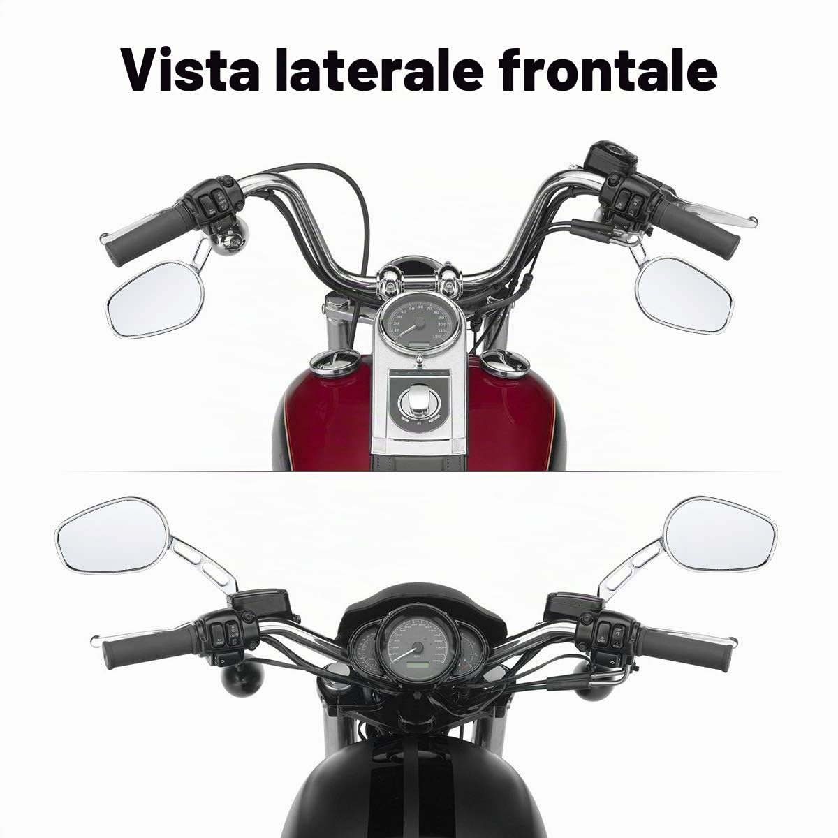 8mm Specchietti Retrovisori Adatto per Harley Touring Softail FL Dyna Sportster 883 Cromato