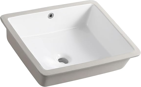 20 Inch Rectangular Undermount Bathroom Sink, KINGWONG 19.5" x 15.9" Under Counter Porcelain Vanity Sink with Overflow, White Ceramic Basin for Bathroom Remodel, Acid & Alkali Resistant, Easy to Clean