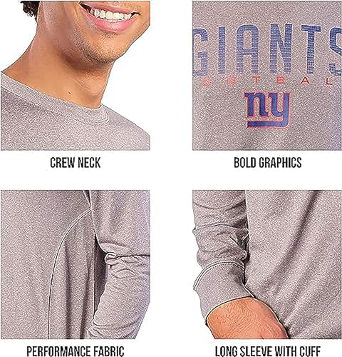 Ultra Game NFL Men's Active Long Sleeve Tee Shirt Heather Gray — view 4