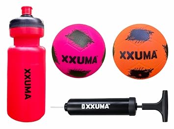XXUMA Gift Pack for Children, 2 Home Play Balls, Air Pump and Sipper Bottle(700ml) (Orange/Pink, 3)