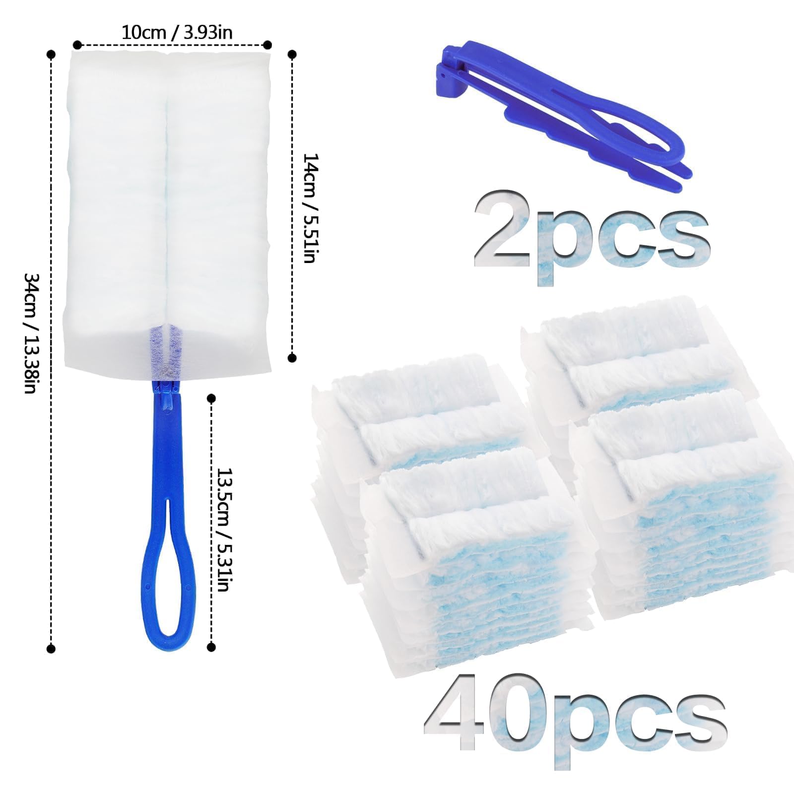 40 Stück Staubmagnet Nachfüllpack Tücher für Swiffer Staubmagnet Duster Nachfüllpack mit 2 Handgriff Staubfänger Staubwedel für Swiffer Staub Entferner Staubtücher Einweg für Tierhaare Staub Schmutz Küche, Haushalt & Wohnen