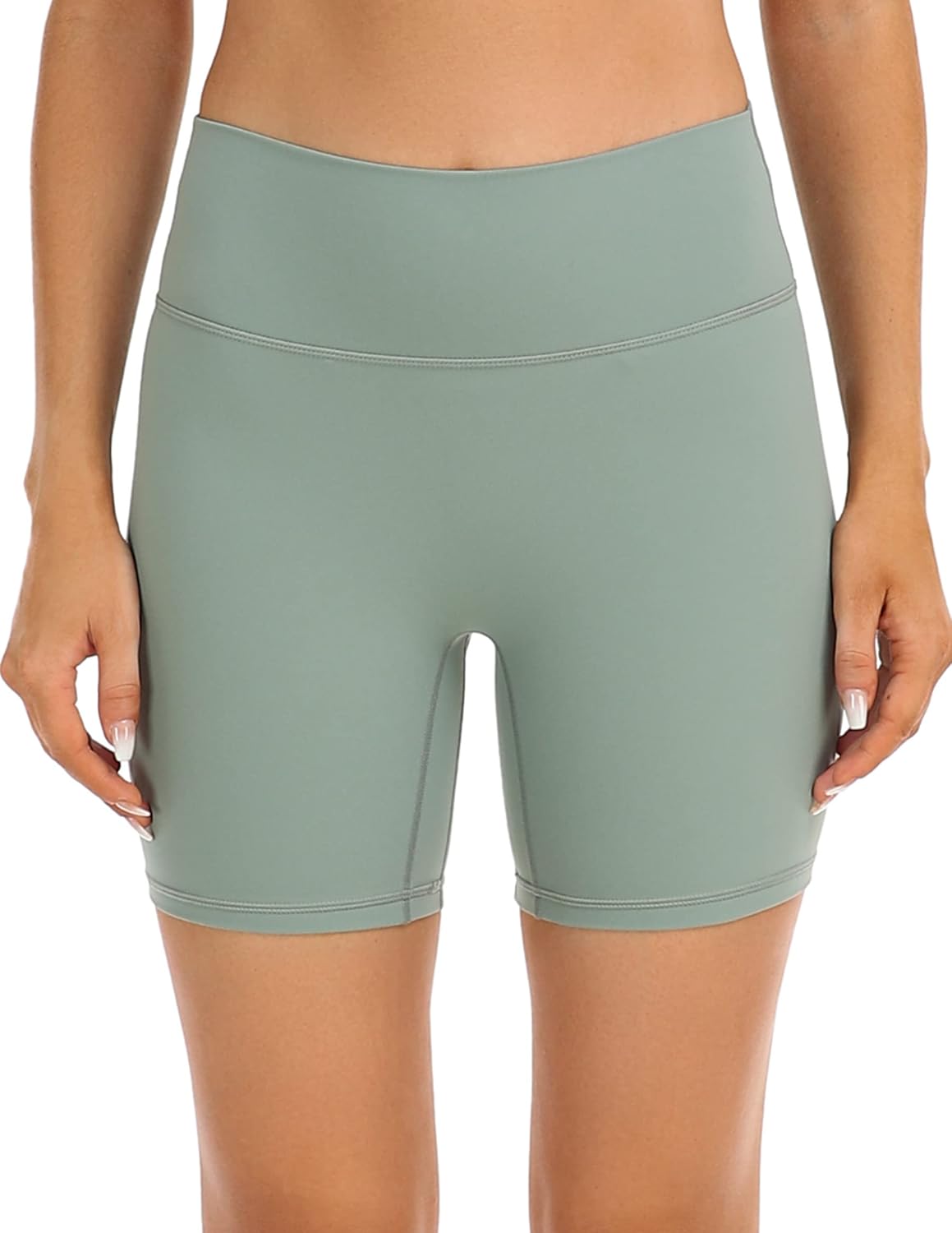 YUNOGA Women's High Waist Athletic Shorts 6" Inseam Yoga Shorts No Front Seam Workout Running Biker Shorts - Image 3