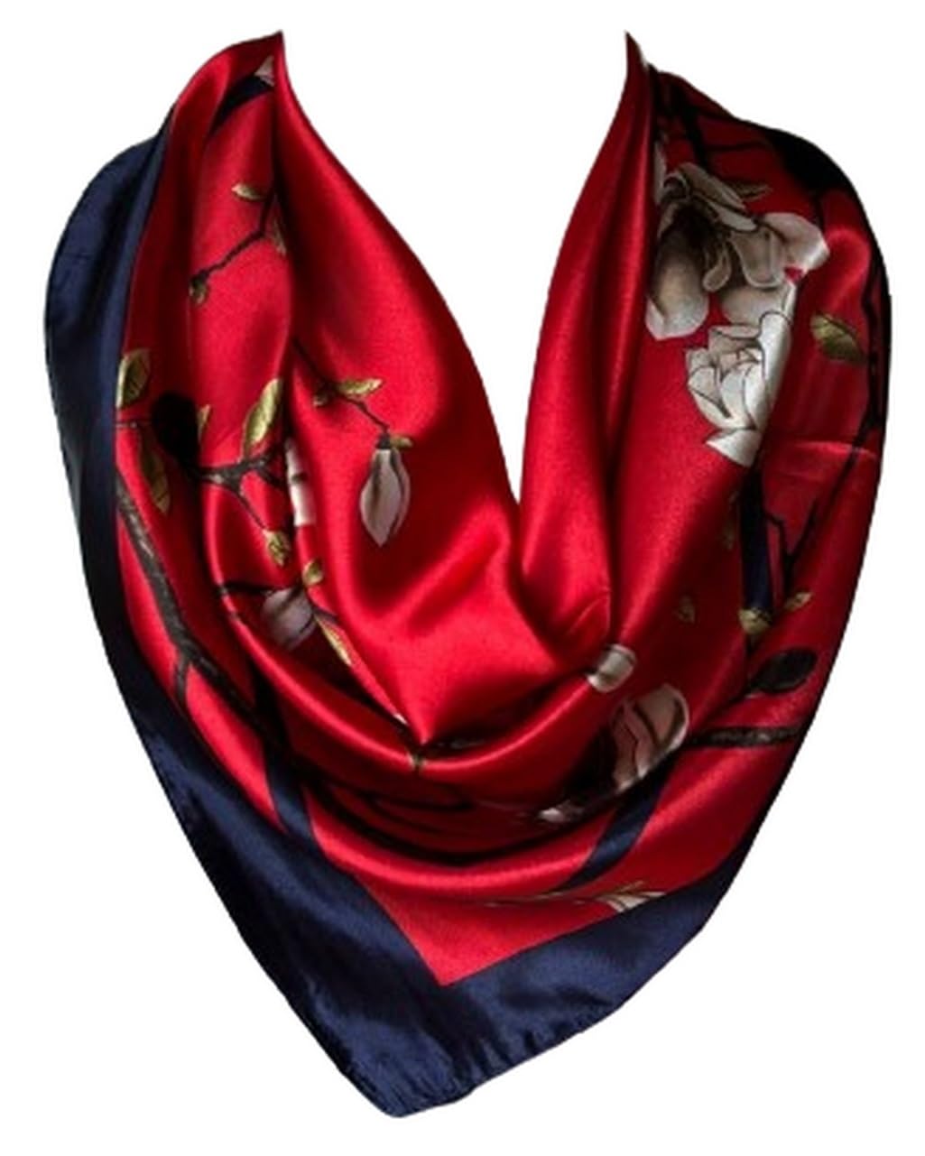 Scarf Shack Women's Fl-01 Self Embossed Floral Print Silk Satin Square Bandana Neck Scarf, Head Scarves, Neckerchief (Fl-01)