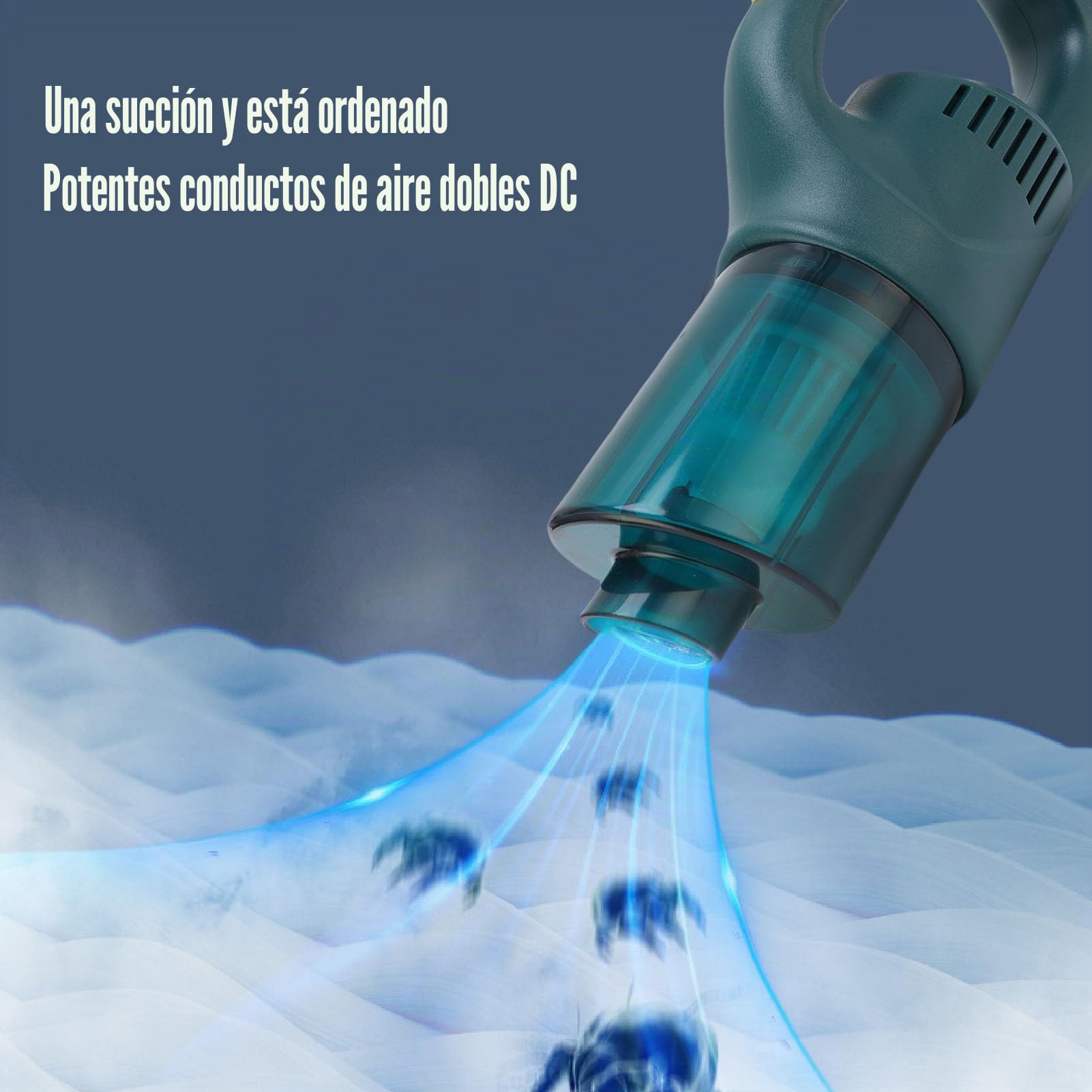 Aspiradora de Mano inalámbrica Potente succión, batería de Litio de 1800 mAh, Ligera para la Limpieza de Muebles del hogar y el Coche, con Boquilla y Accesorios.