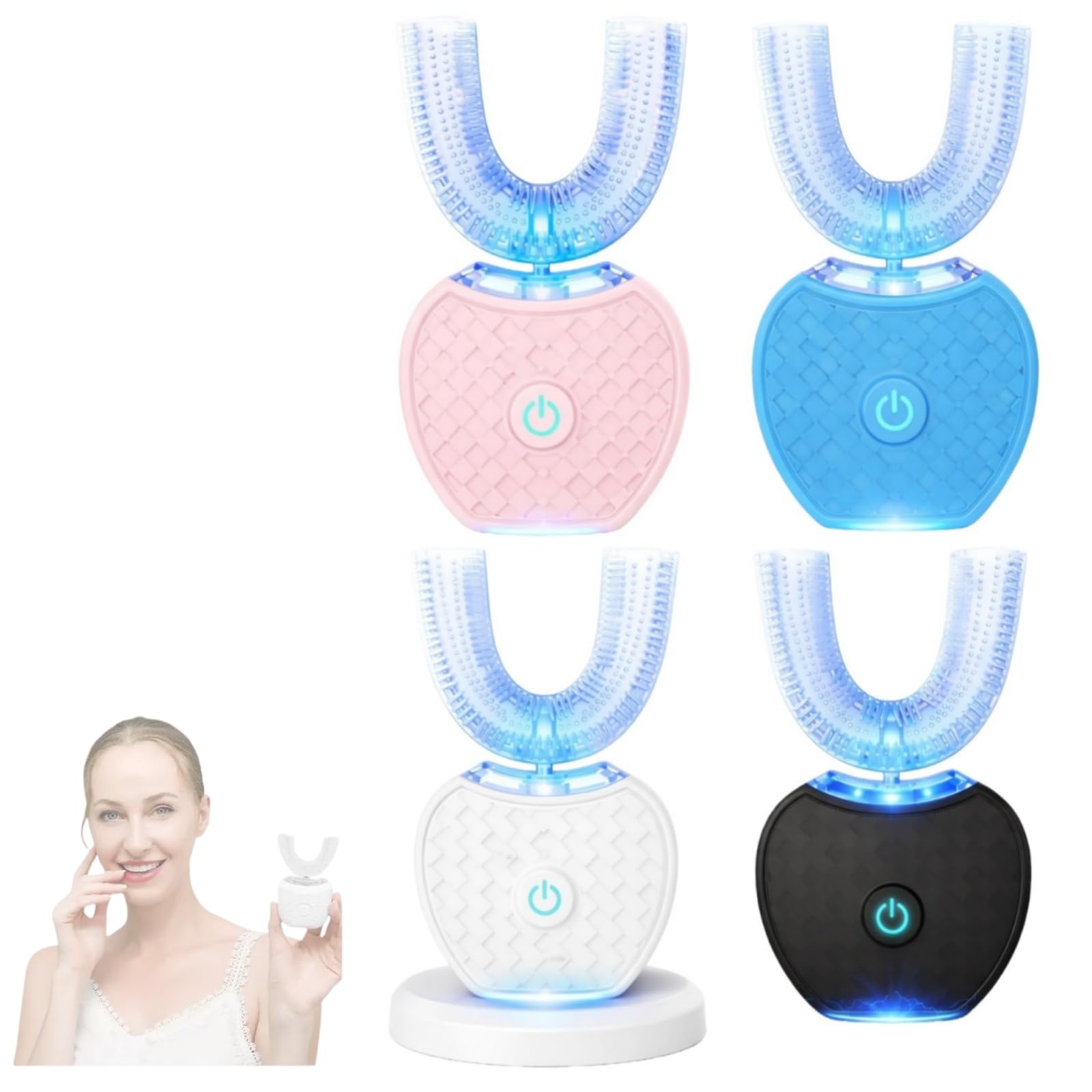 Toothbrush, Spazzolino Sonico 360° Con Pulizia Automatica, Spazzolino Elettrico Sonico Wireless a Ultrasuoni Testina in Silicone Alimentare (blu e rosa （2PCS）)